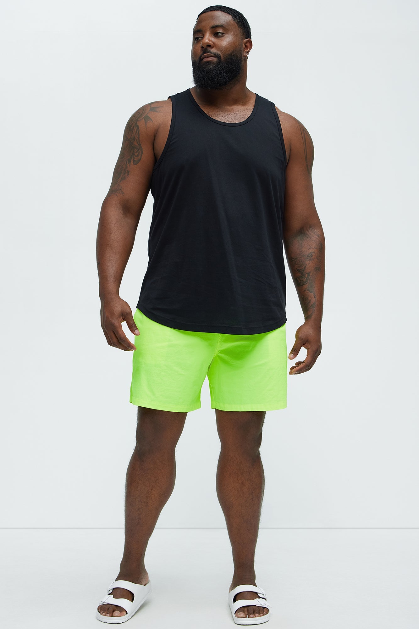 Montez Stretch Swim Trunk 7″ - Neon Yellow Fashion Nova