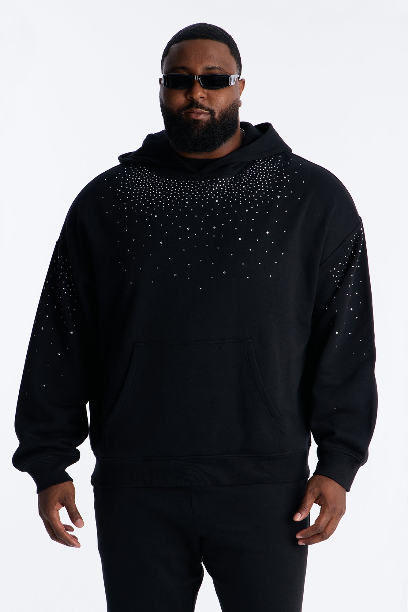 Dime Rhinestone Pearl Oversized Hoodie - Black Fashion Nova