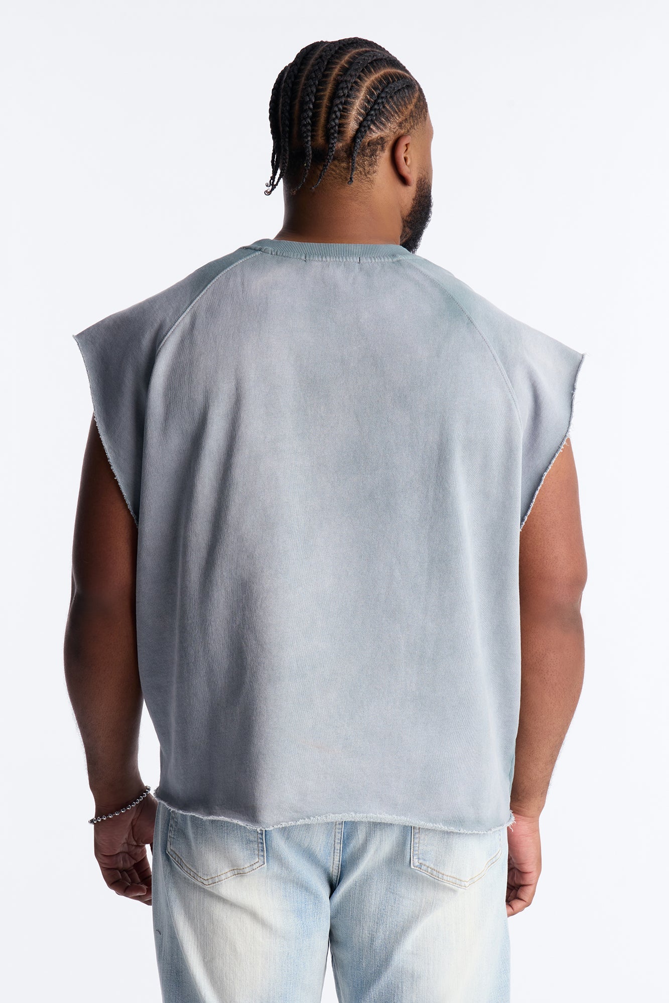 Boiler Washed Boxy Muscle Tee - Slate Blue Fashion Nova