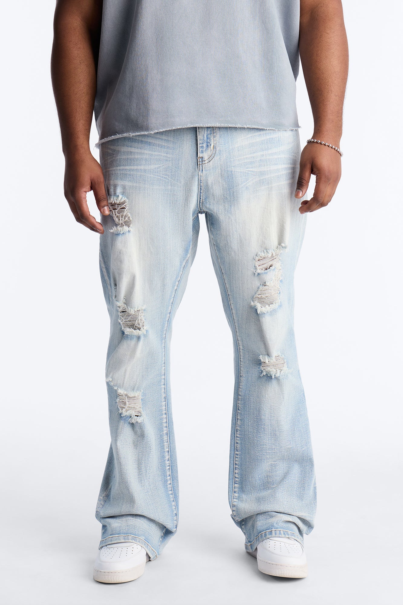 Stacked Skinny Flare Ripped Legacy Jeans - Light Wash Fashion Nova