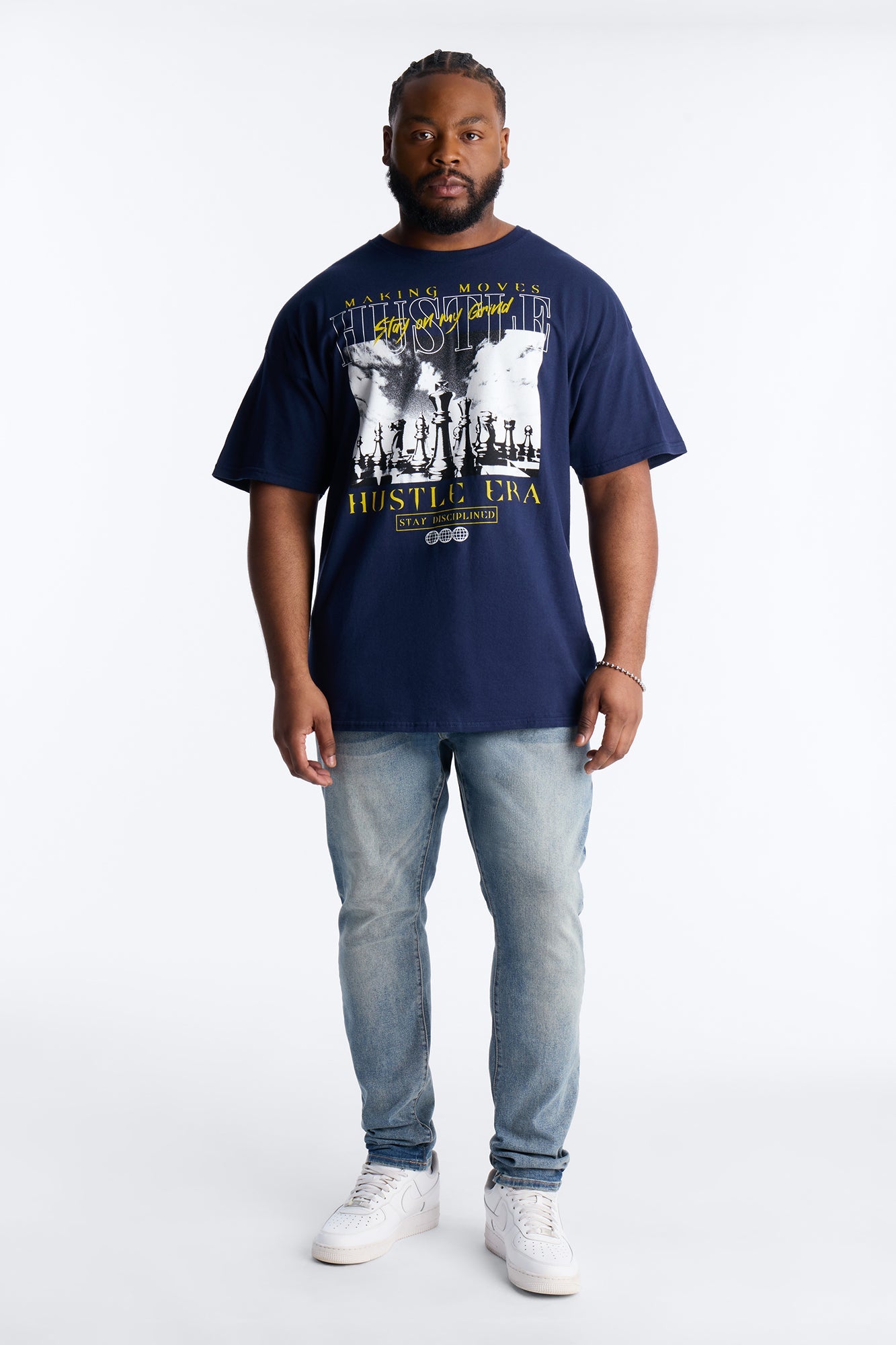 Hustle Era Short Sleeve Tee - Navy Fashion Nova