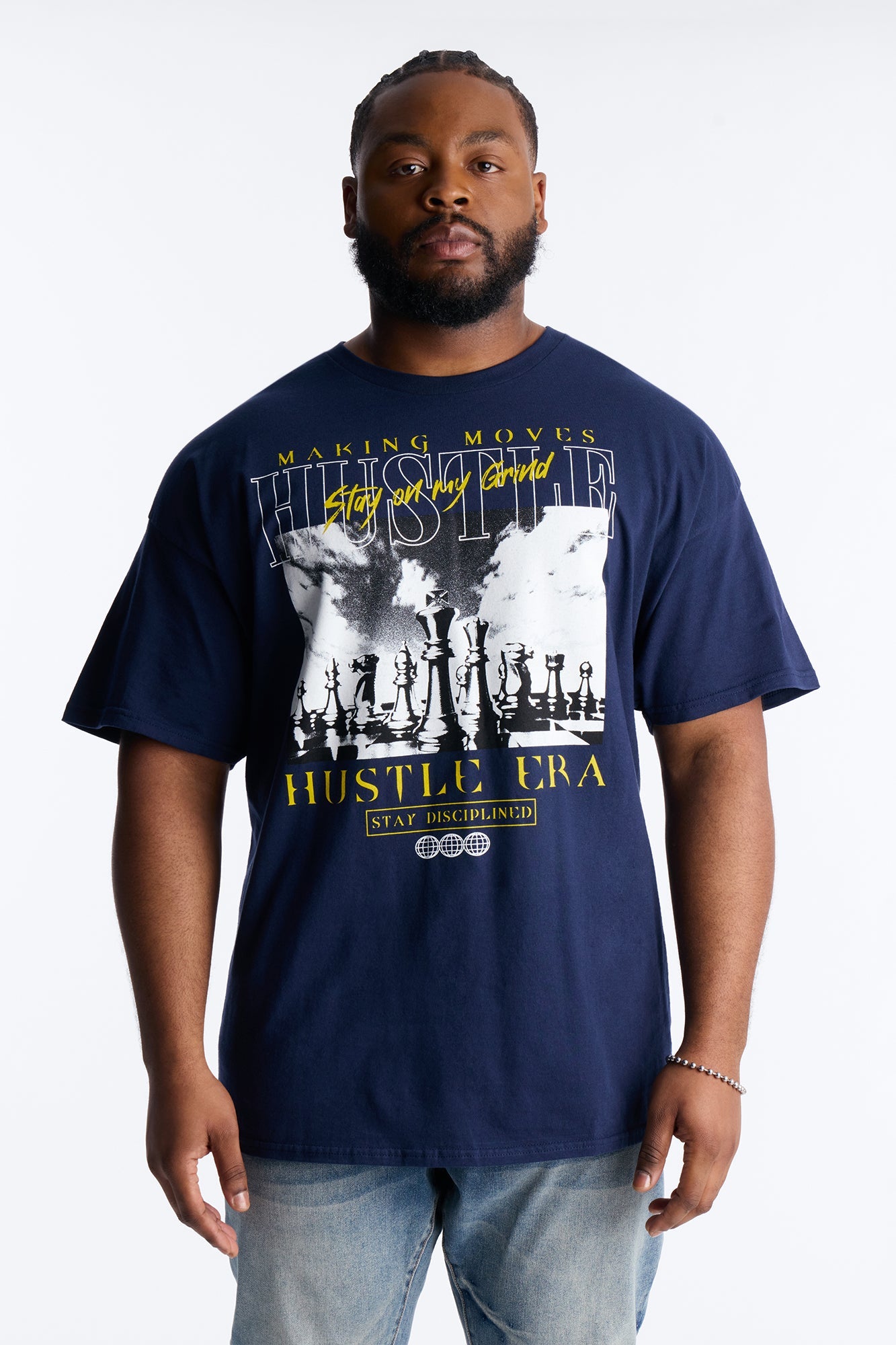Hustle Era Short Sleeve Tee - Navy Fashion Nova