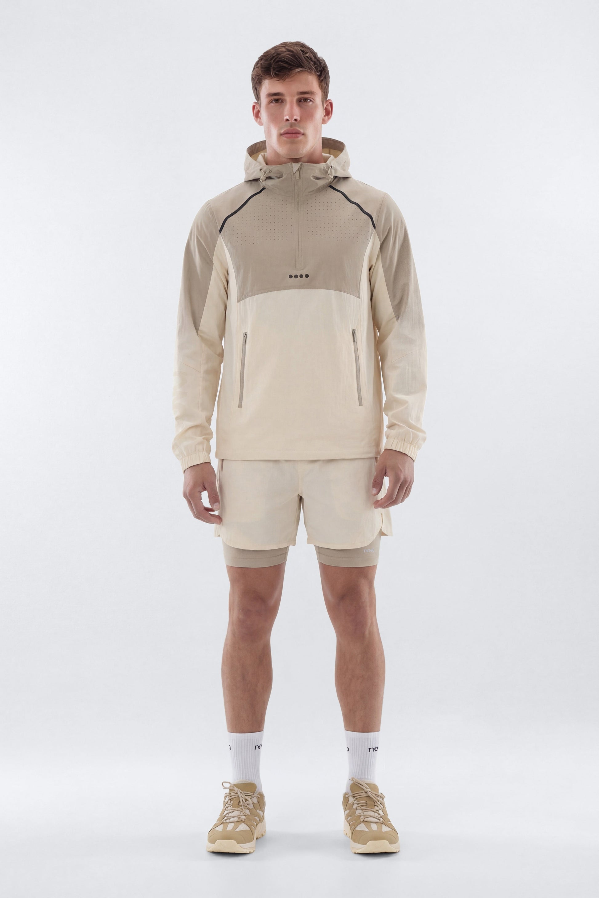 ProRipStop Half Zip Ombre Hooded Jacket - Cream/combo Fashion Nova