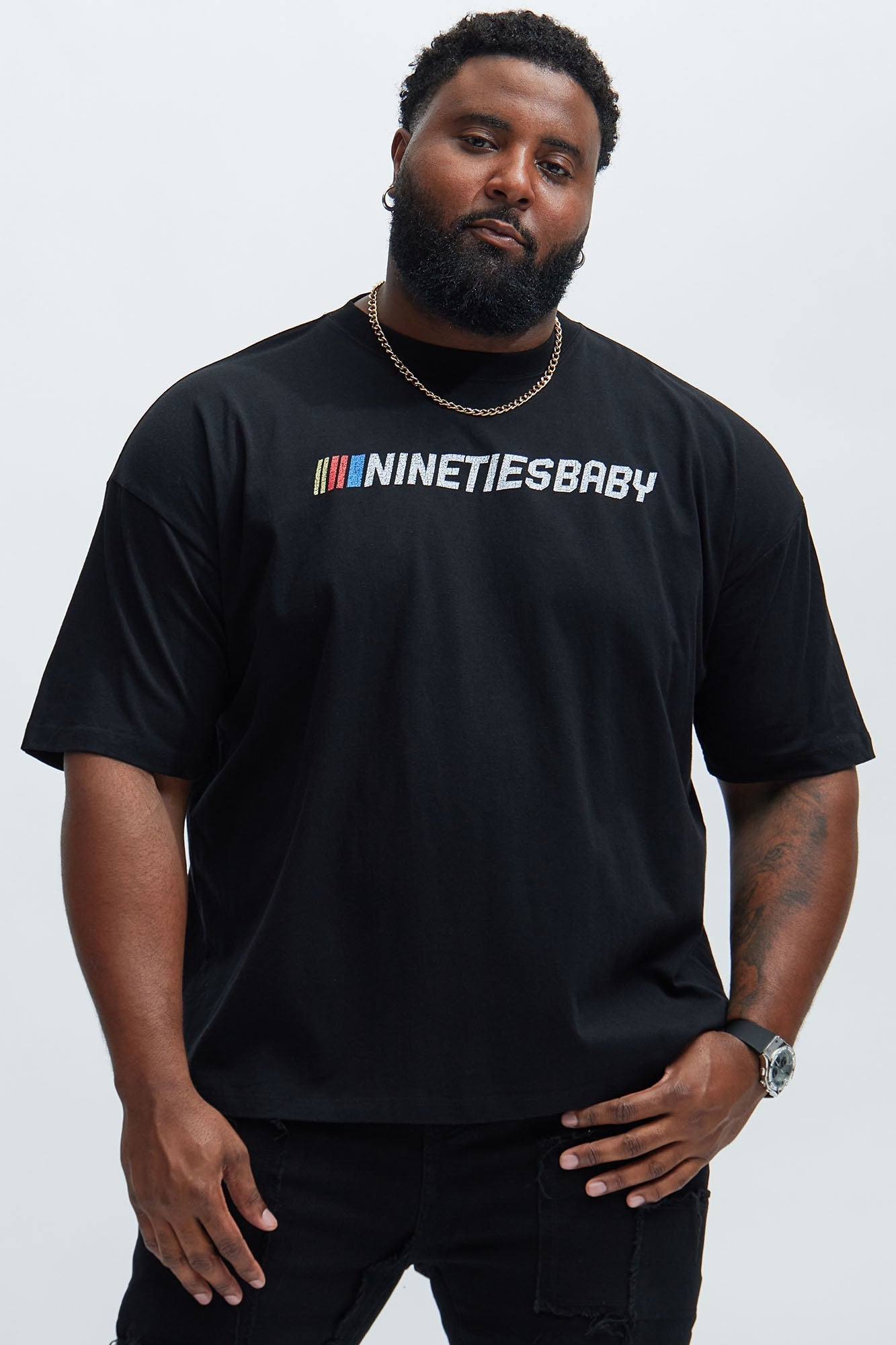 90's Till Infinity Oversized Short Sleeve Tee - Black Fashion Nova