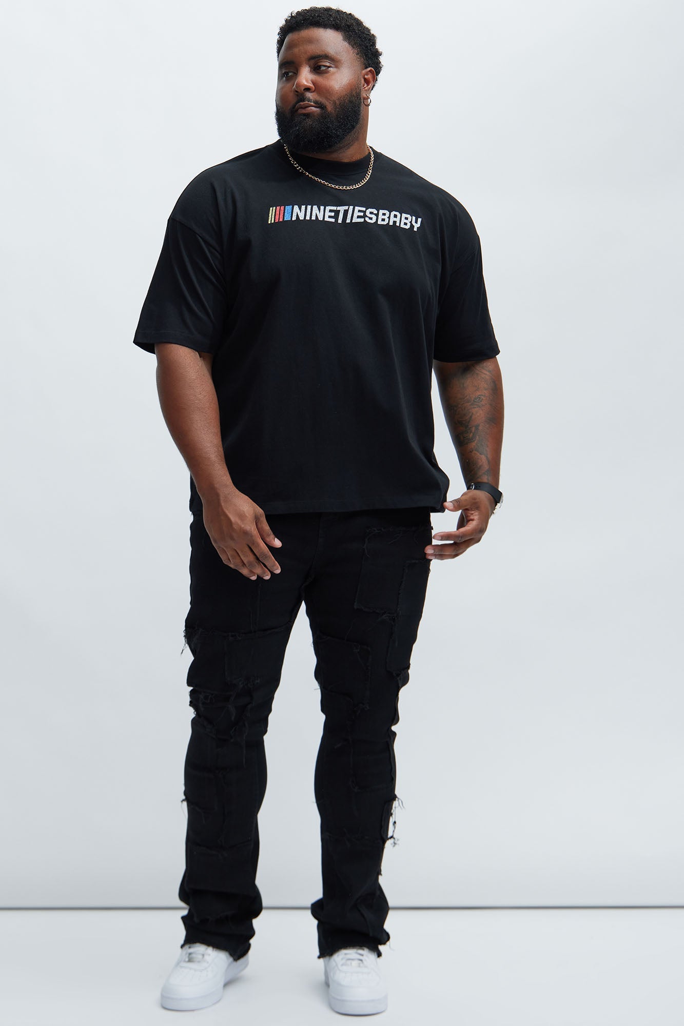 90's Till Infinity Oversized Short Sleeve Tee - Black Fashion Nova