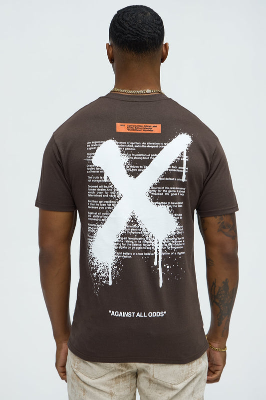 X Graffiti Short Sleeve Crew Neck T shirt - Brown Fashion Nova