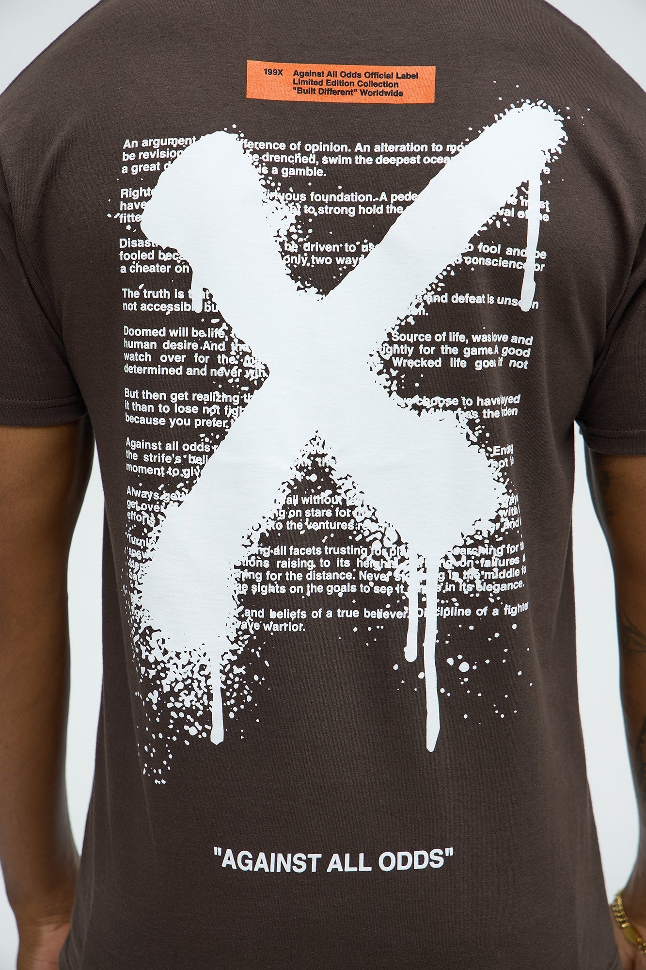 X Graffiti Short Sleeve Crew Neck T shirt - Brown Fashion Nova