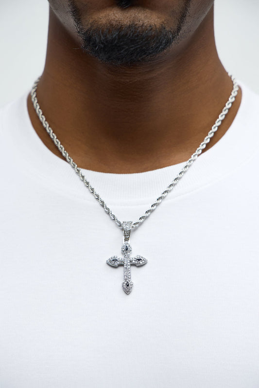 Echo Iced Cross Pendant - Silver Fashion Nova
