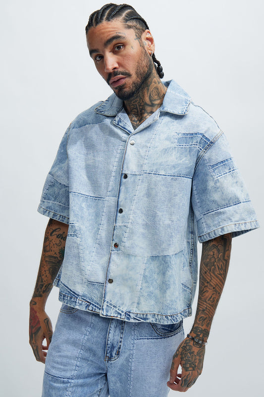 Verdugo Denim Shirt - Light Blue Wash Fashion Nova