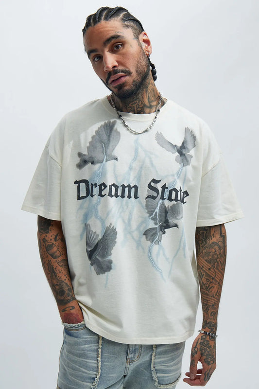 Dream State Oversized Short Sleeve Tee - White Fashion Nova