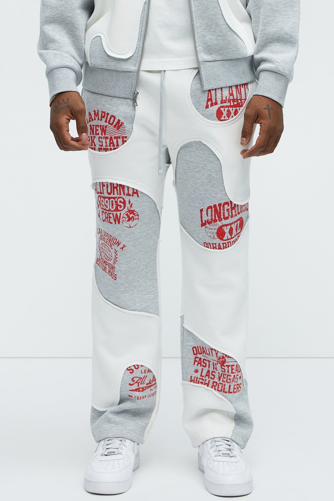 Tyson Champion Straight Sweatpants - Heather/Combo Fashion Nova