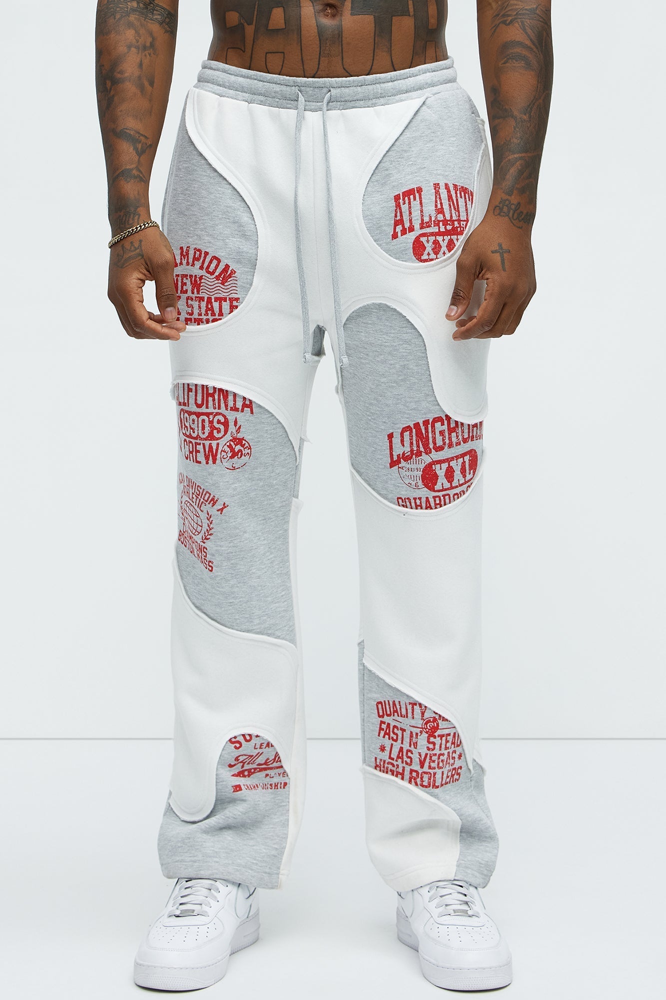 Tyson Champion Straight Sweatpants - Heather/Combo Fashion Nova