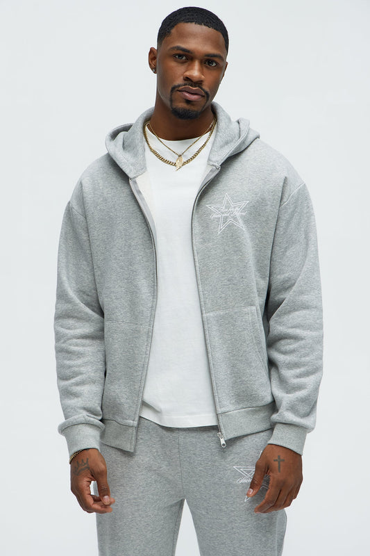 Aim For The Stars Zip Hoodie - Grey Fashion Nova