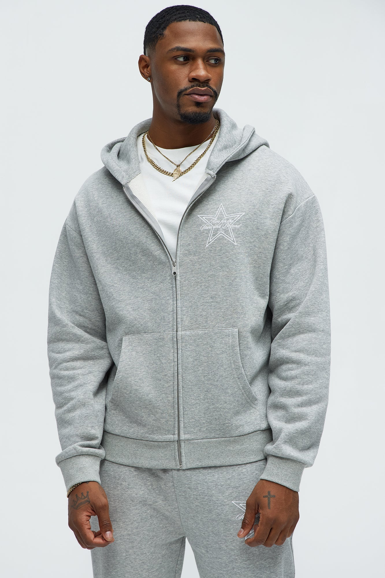 Aim For The Stars Zip Hoodie - Grey Fashion Nova