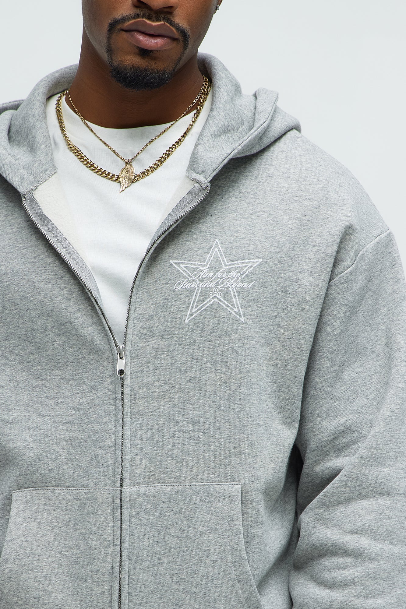 Aim For The Stars Zip Hoodie - Grey Fashion Nova