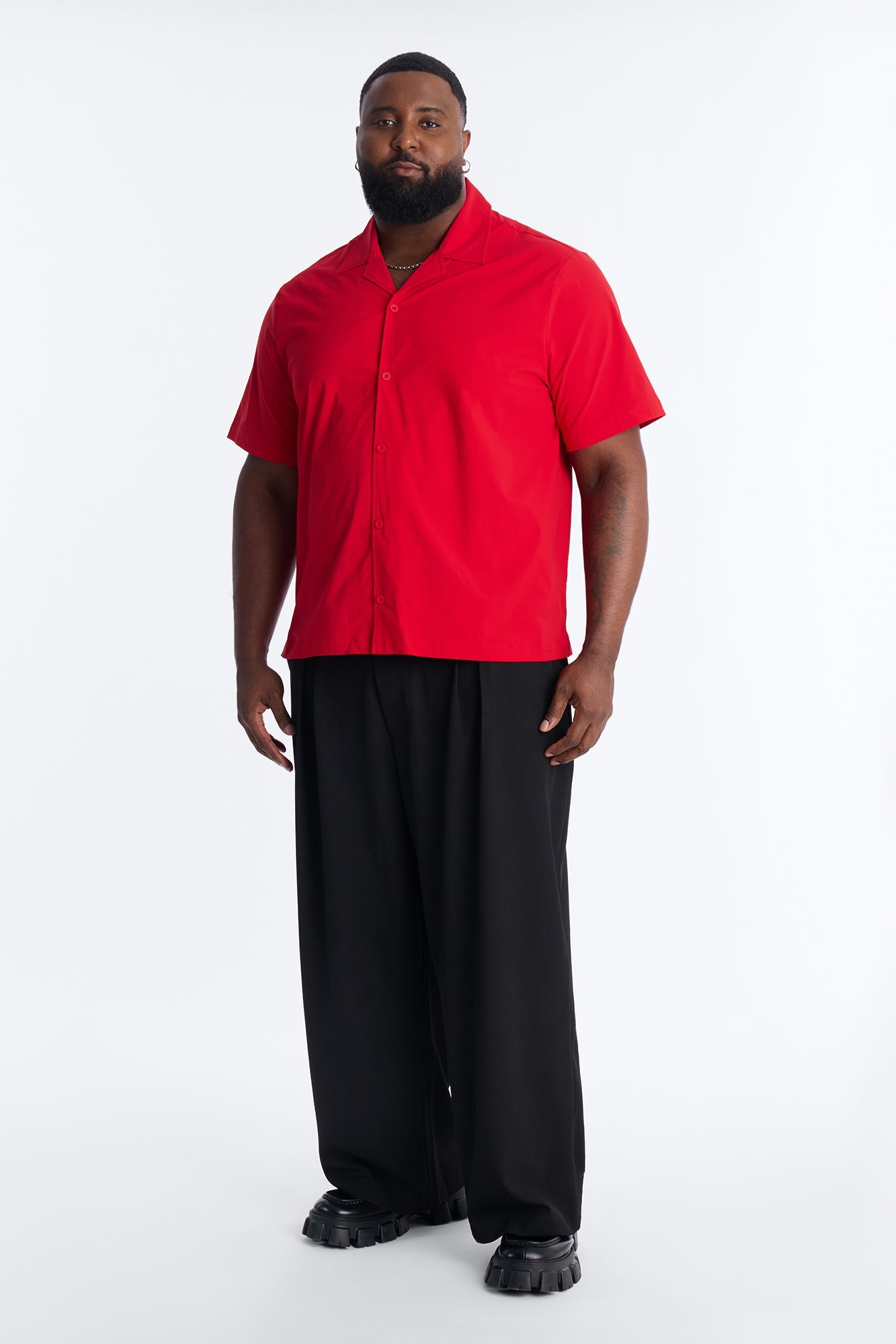 Montez Cuban Collar Button Up Shirt - Brick Red Fashion Nova