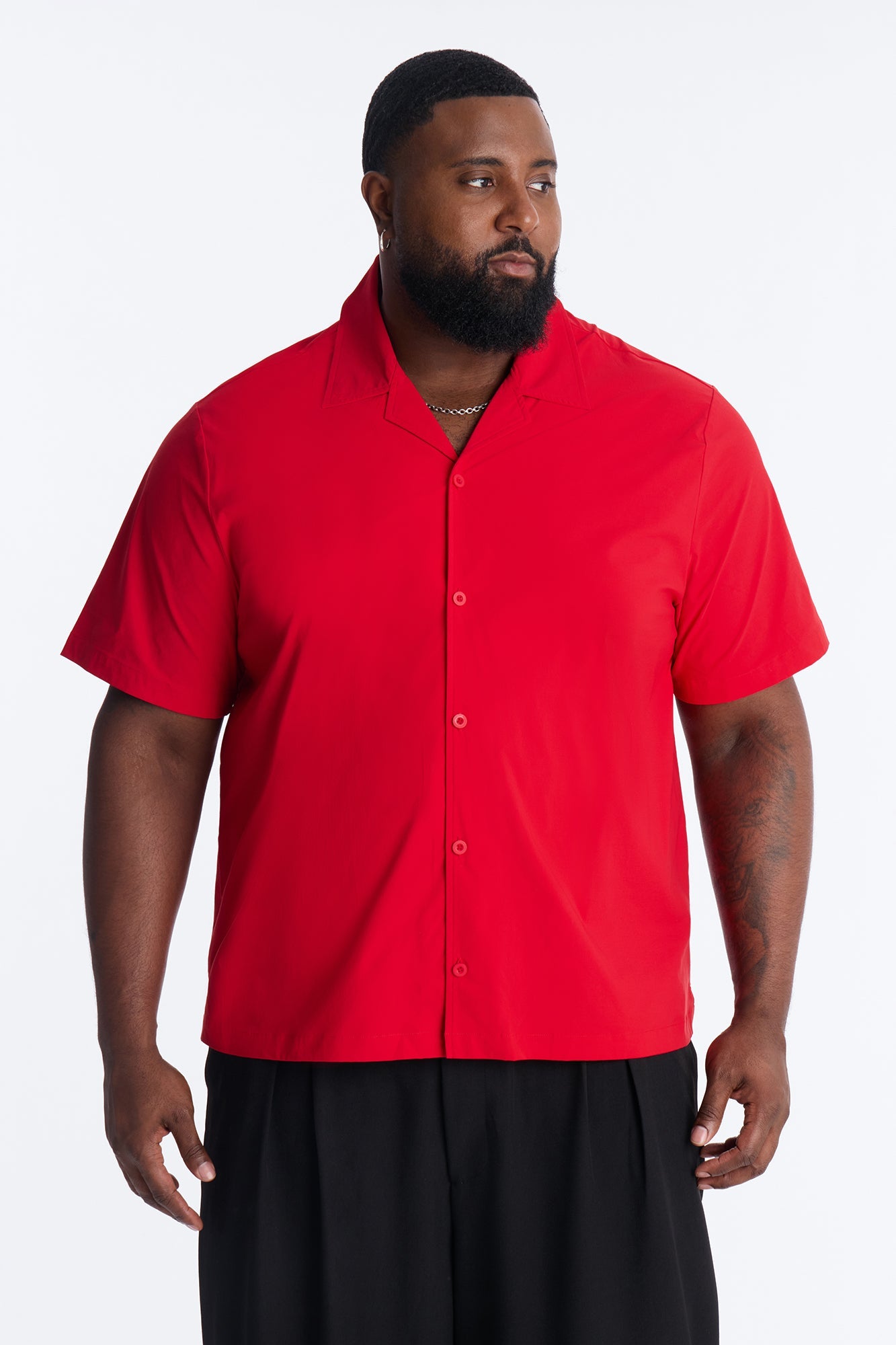 Montez Cuban Collar Button Up Shirt - Brick Red Fashion Nova