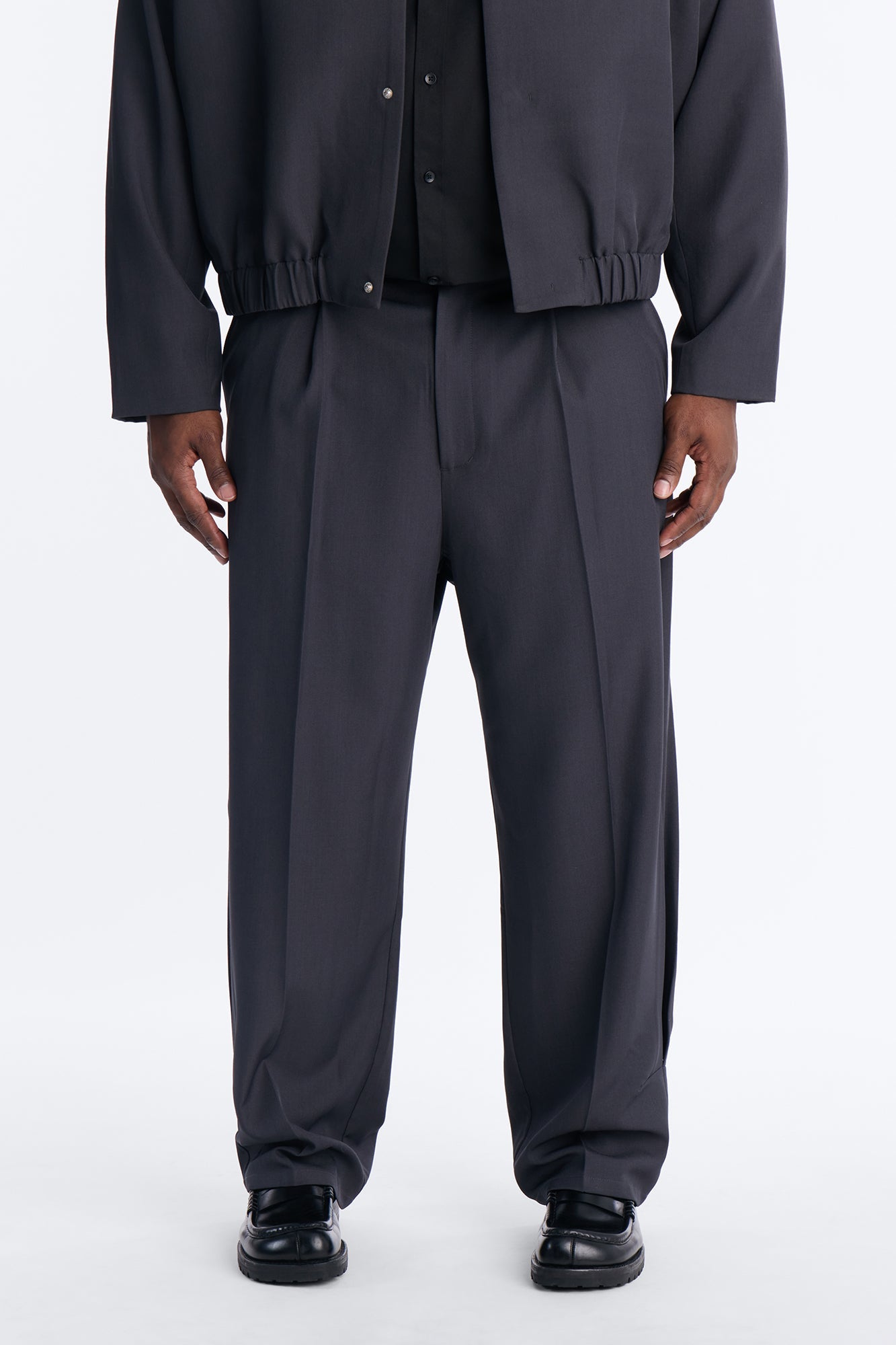 Baggy Inverted Details Indent Pleated Trouser - Grey Fashion Nova