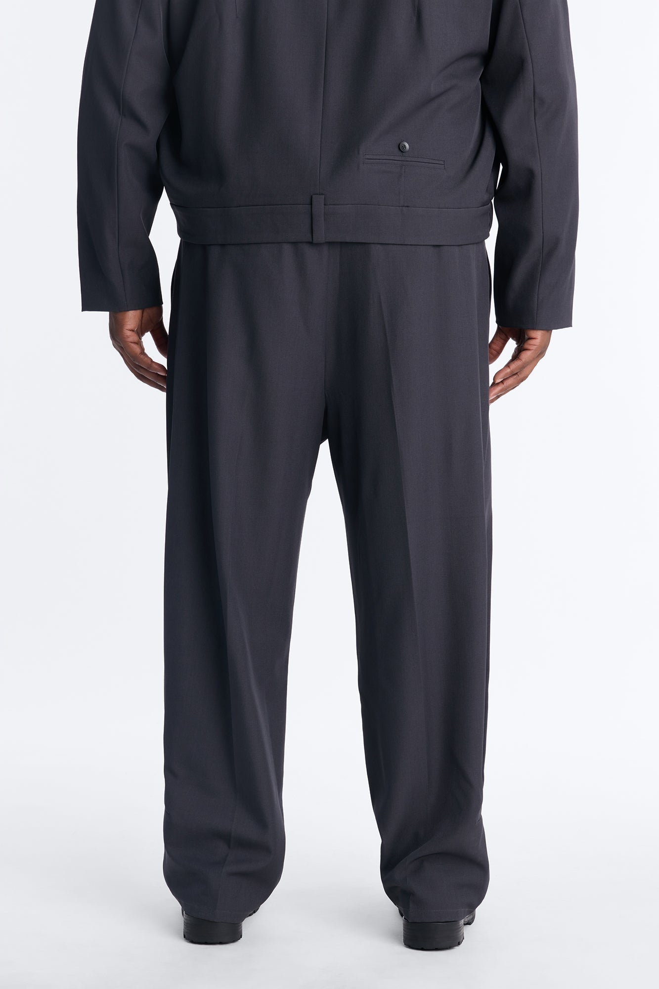 Baggy Inverted Details Indent Pleated Trouser - Grey Fashion Nova