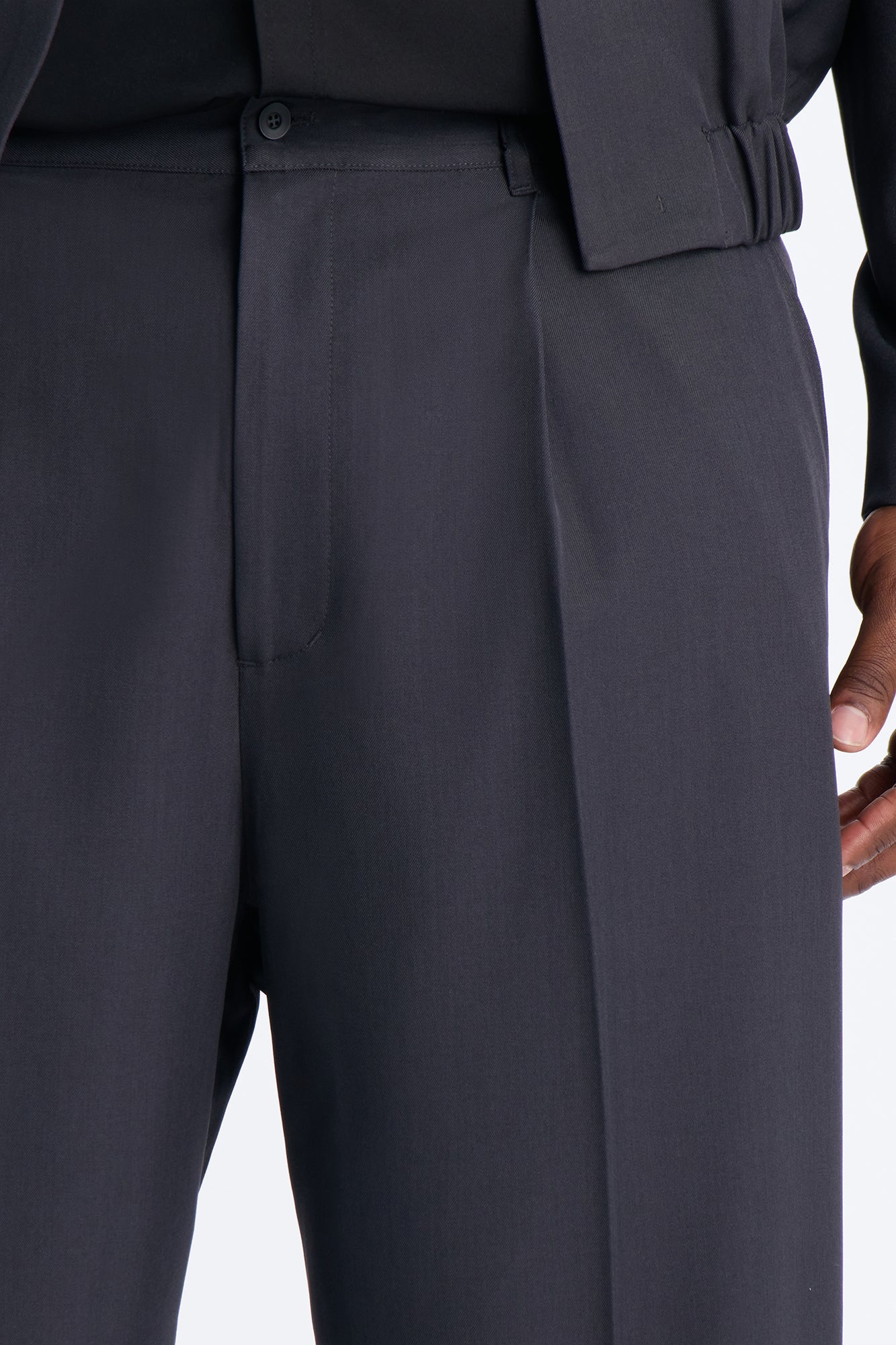 Baggy Inverted Details Indent Pleated Trouser - Grey Fashion Nova