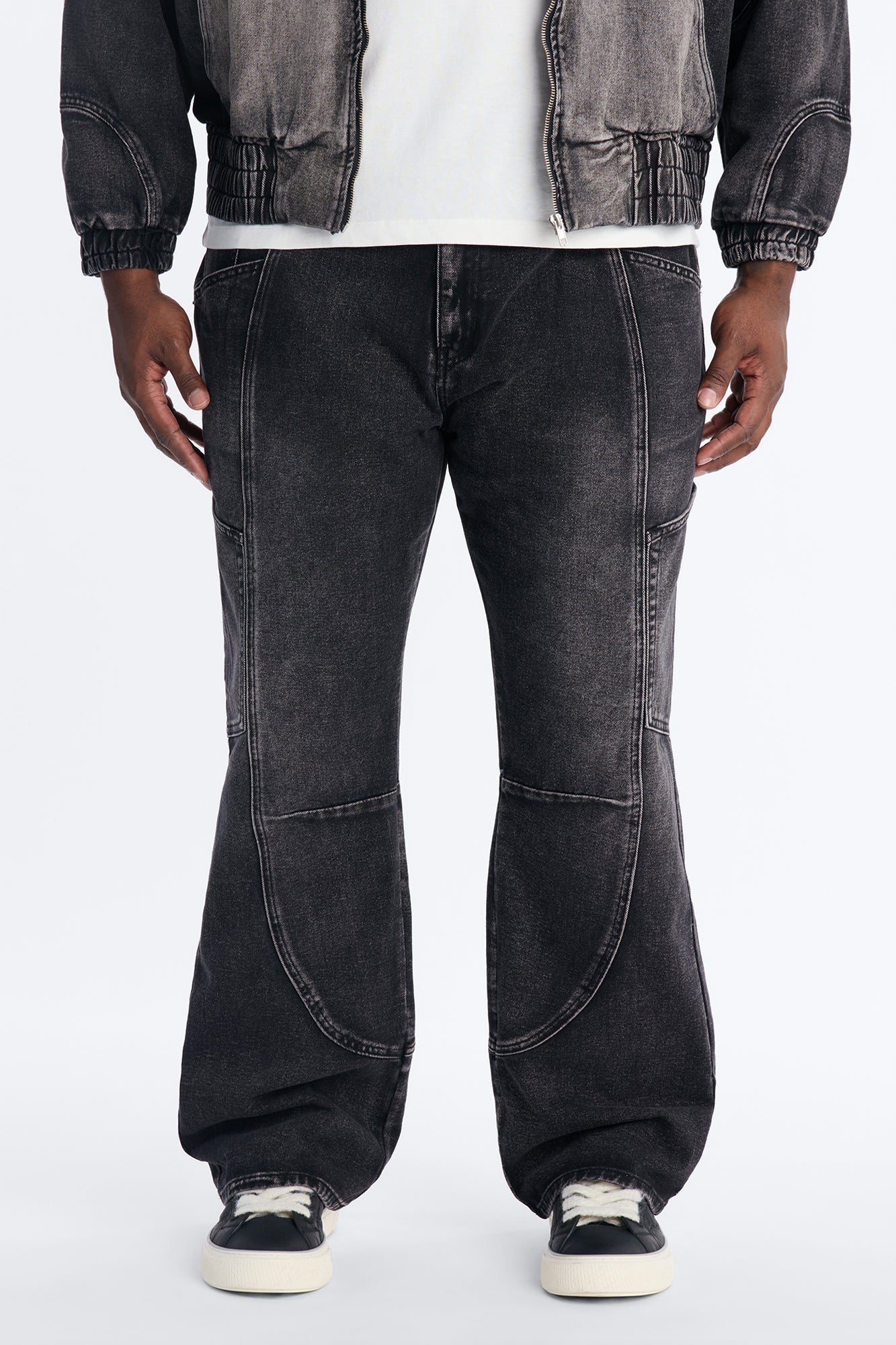 Stacked Slim Flare Panel Feeling It Jean - Black Wash Fashion Nova