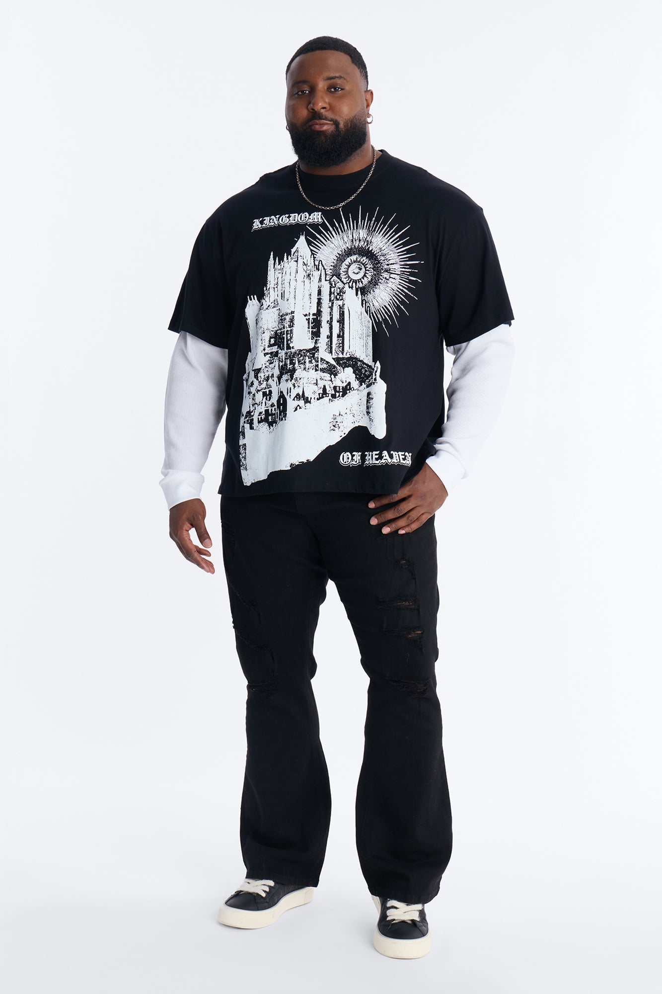 Twofer Kingdom Of Heaven Long Sleeve Tee - Black Fashion Nova