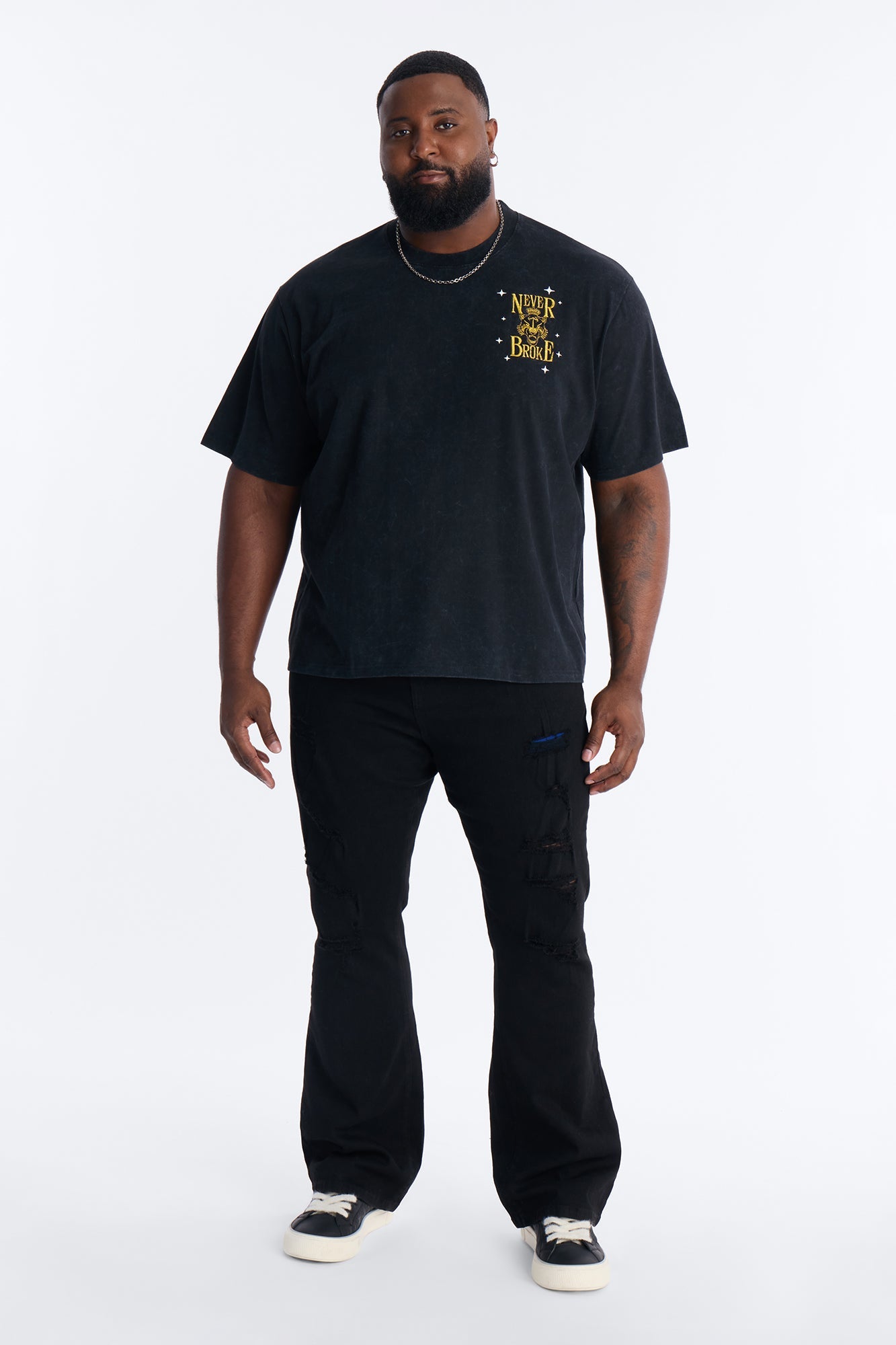 Real Recognizes Real Embroidery Short Sleeve Tee - Black Wash Fashion Nova