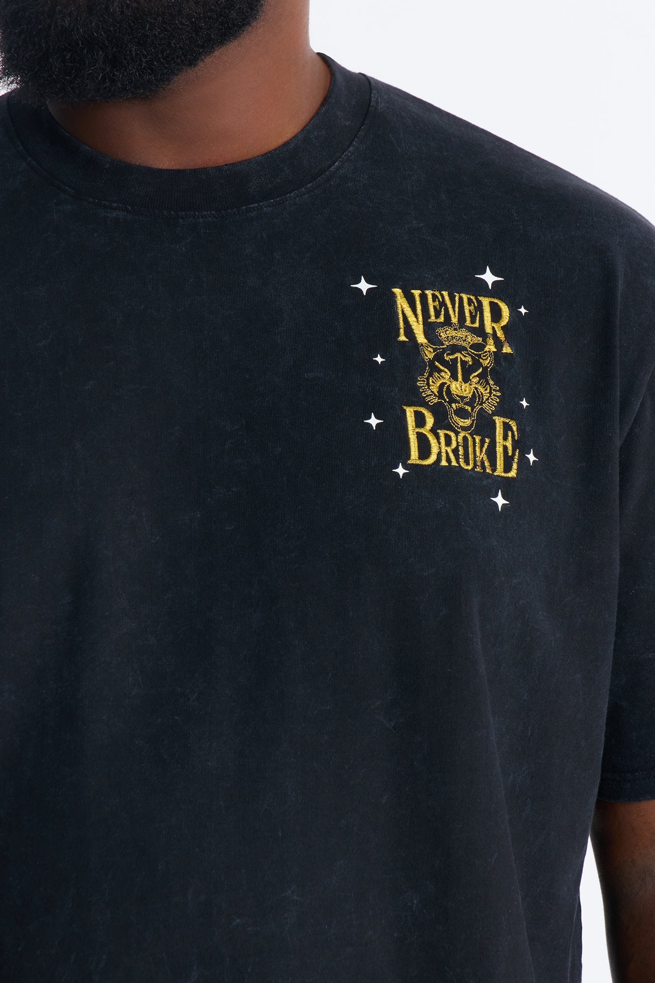 Real Recognizes Real Embroidery Short Sleeve Tee - Black Wash Fashion Nova