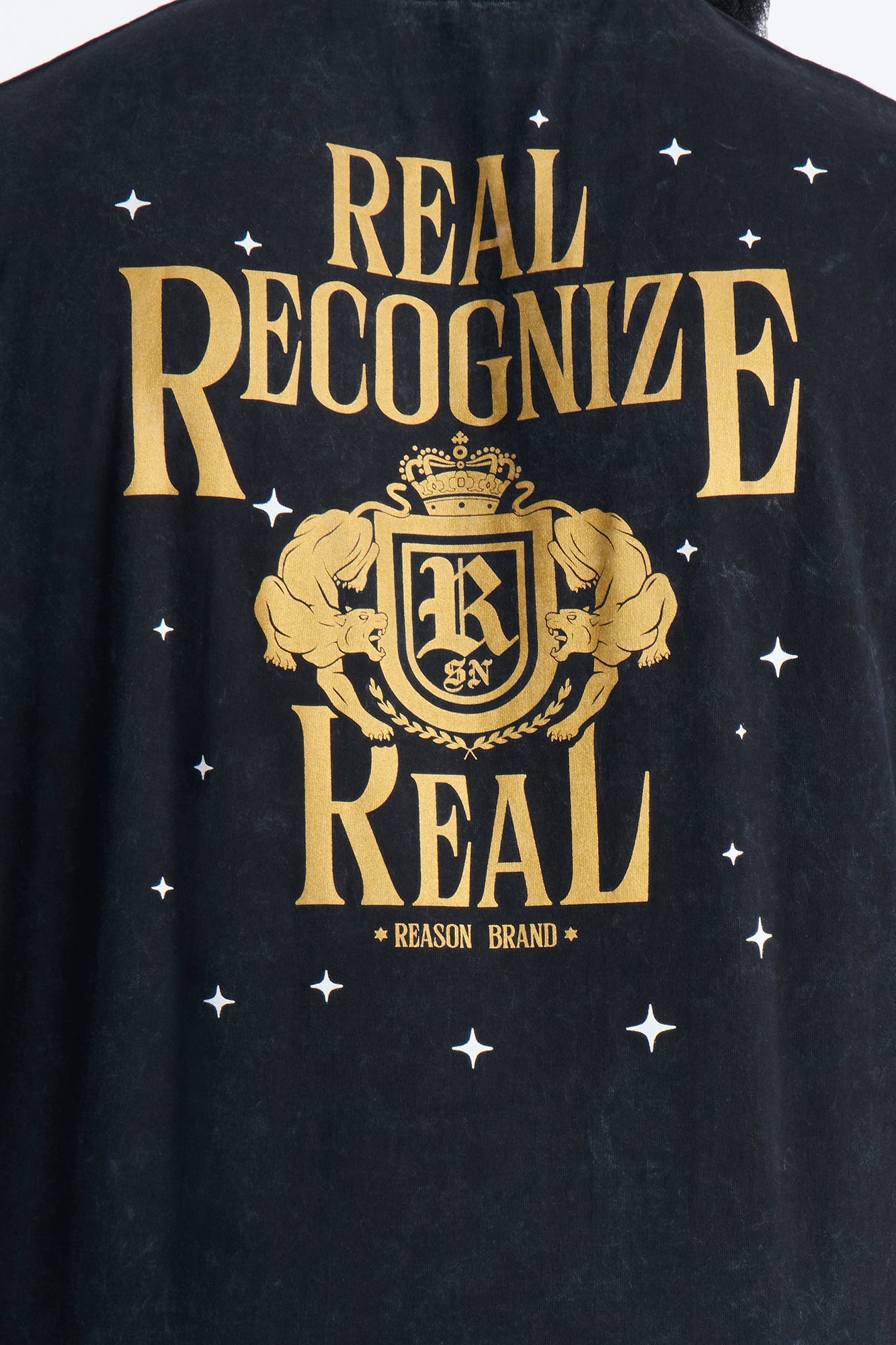 Real Recognizes Real Embroidery Short Sleeve Tee - Black Wash Fashion Nova