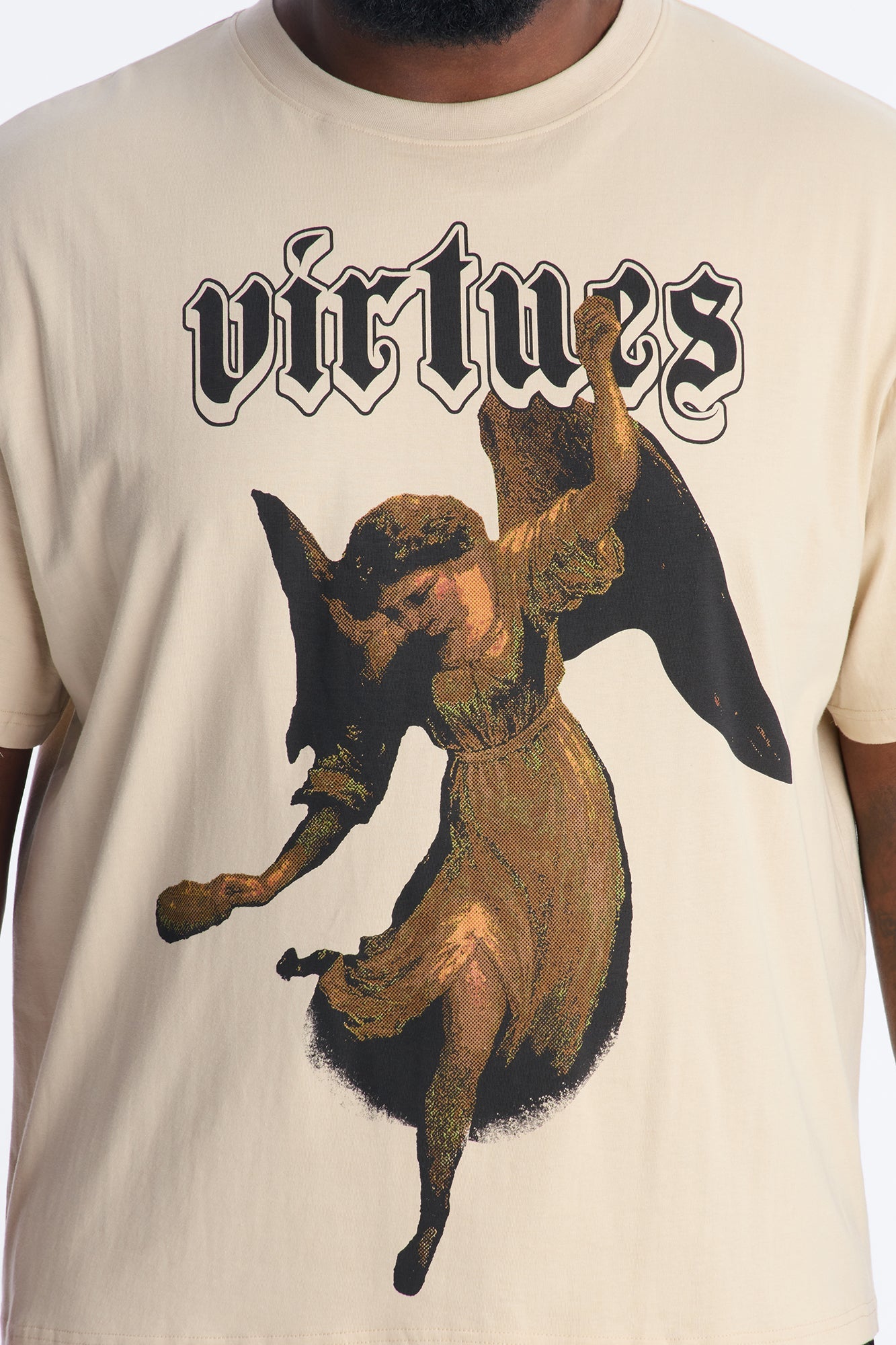 Oversized Affirmational Virtues Short Sleeve Tee - Sand Fashion Nova