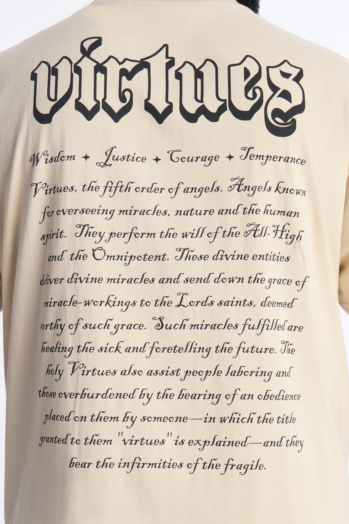 Oversized Affirmational Virtues Short Sleeve Tee - Sand Fashion Nova
