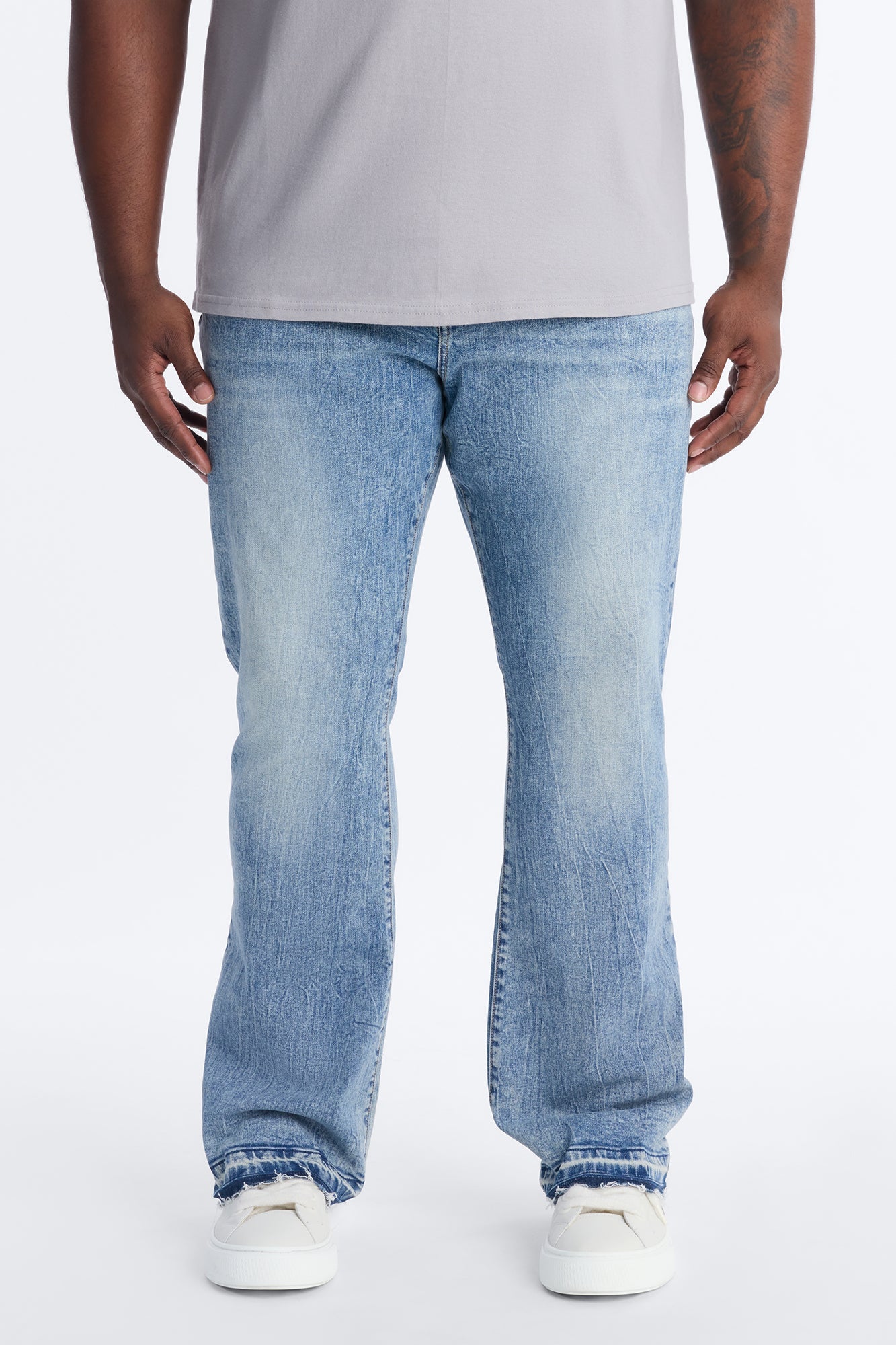 Stacked Skinny Flare Vault Jean - Light Blue Wash Fashion Nova