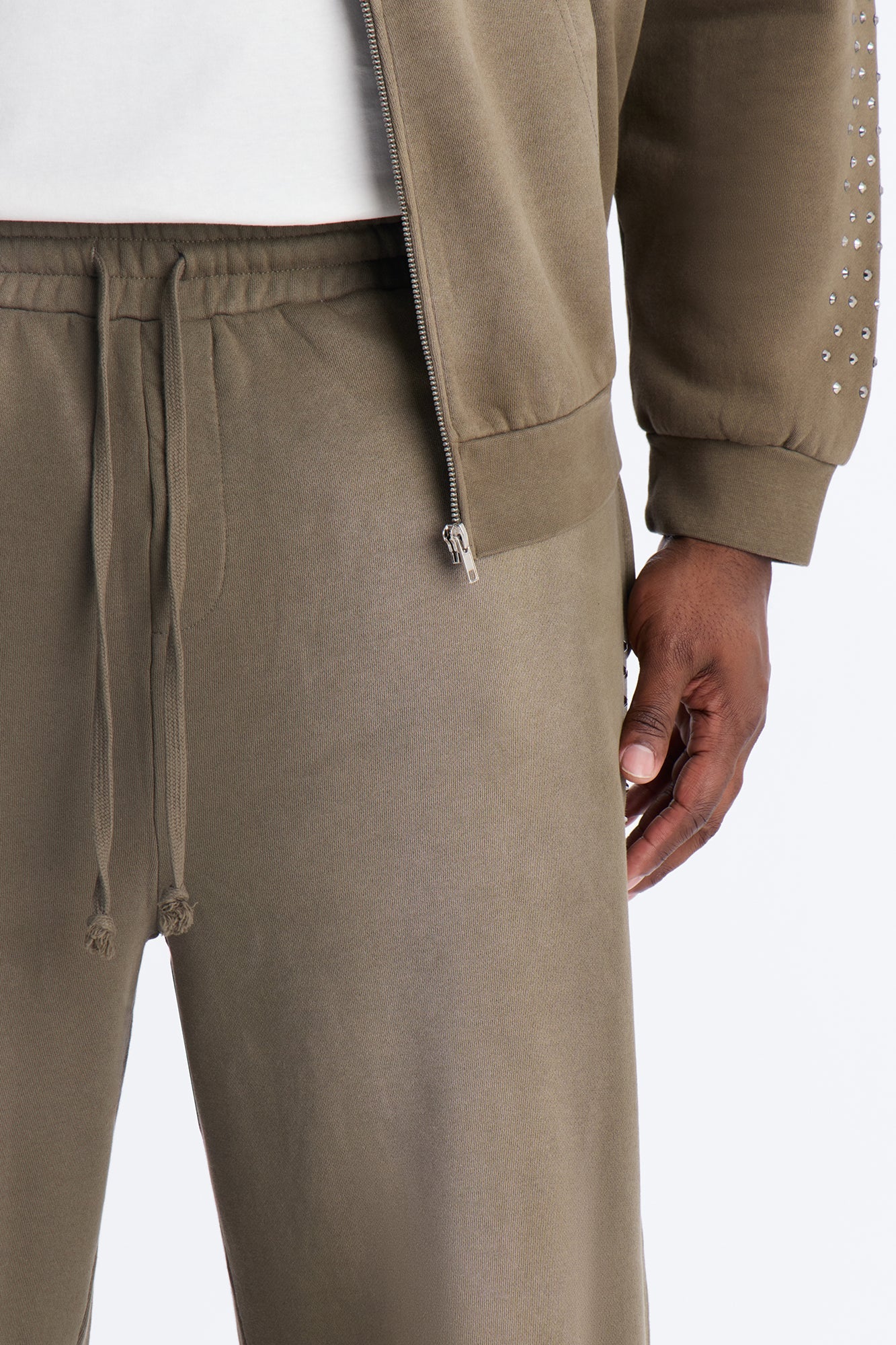 Tribal Rhinestone Sweatpants - Olive Fashion Nova