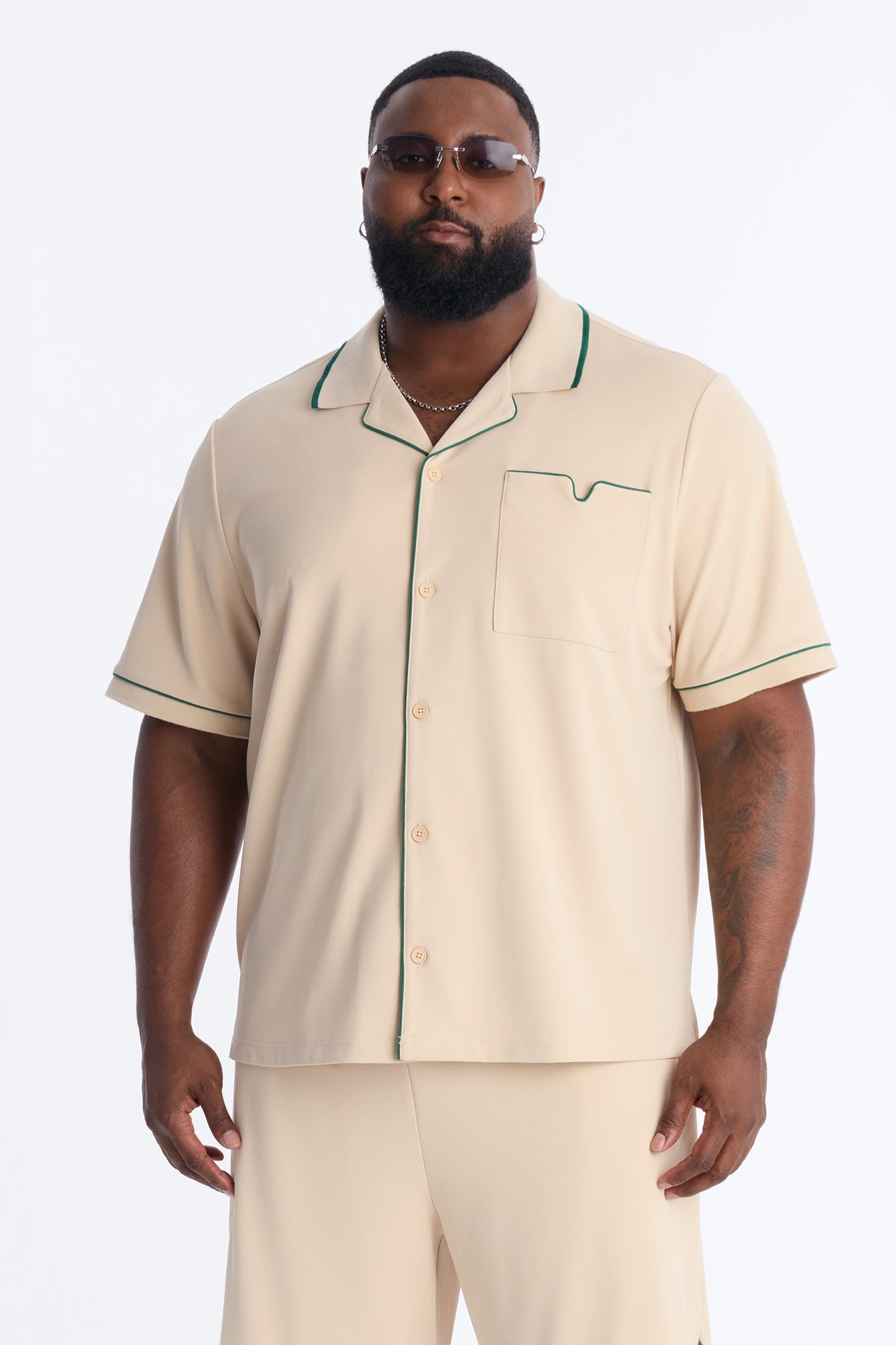 Noir Cuban Collar Shirt - Cream Fashion Nova