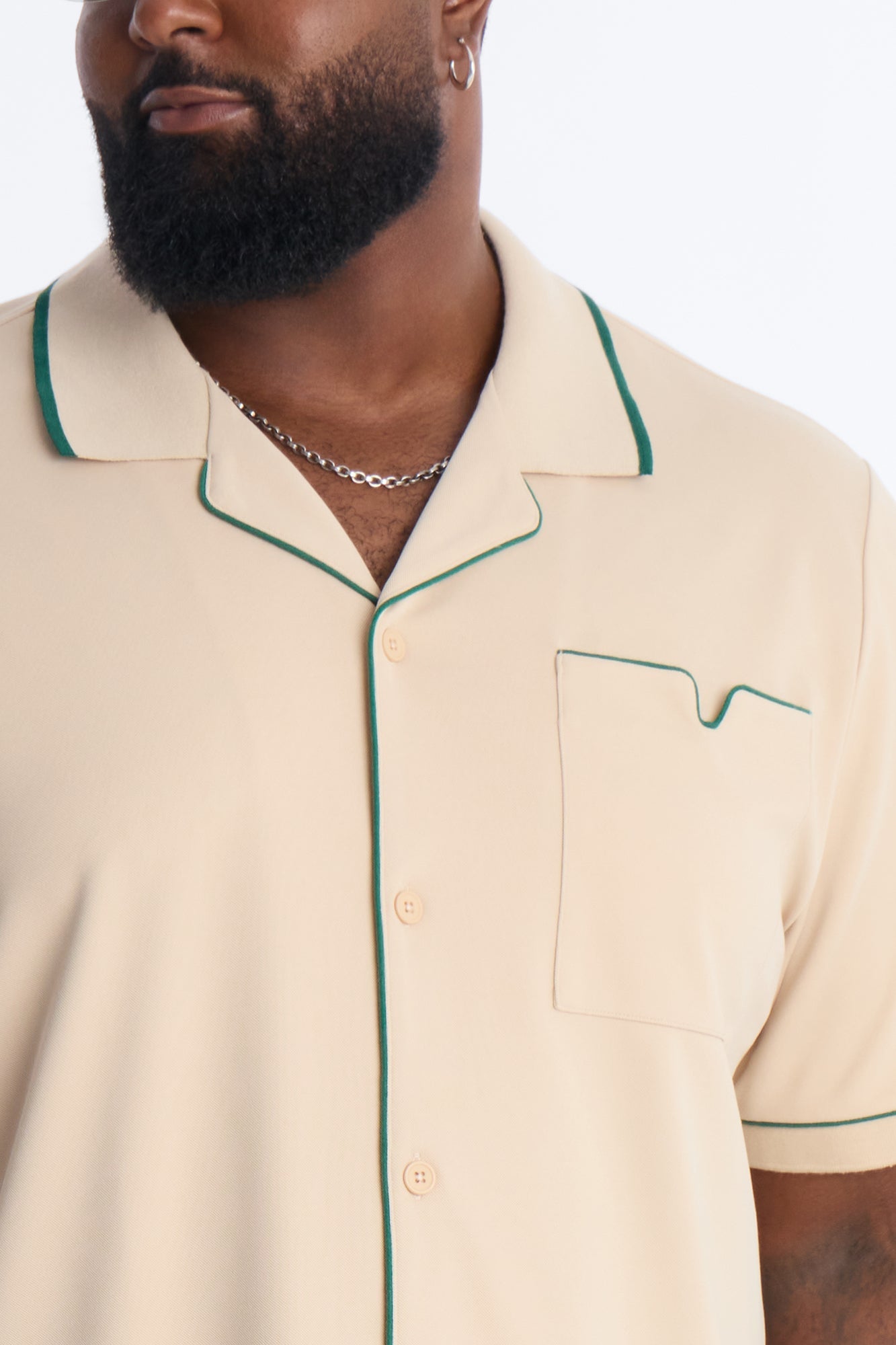 Noir Cuban Collar Shirt - Cream Fashion Nova