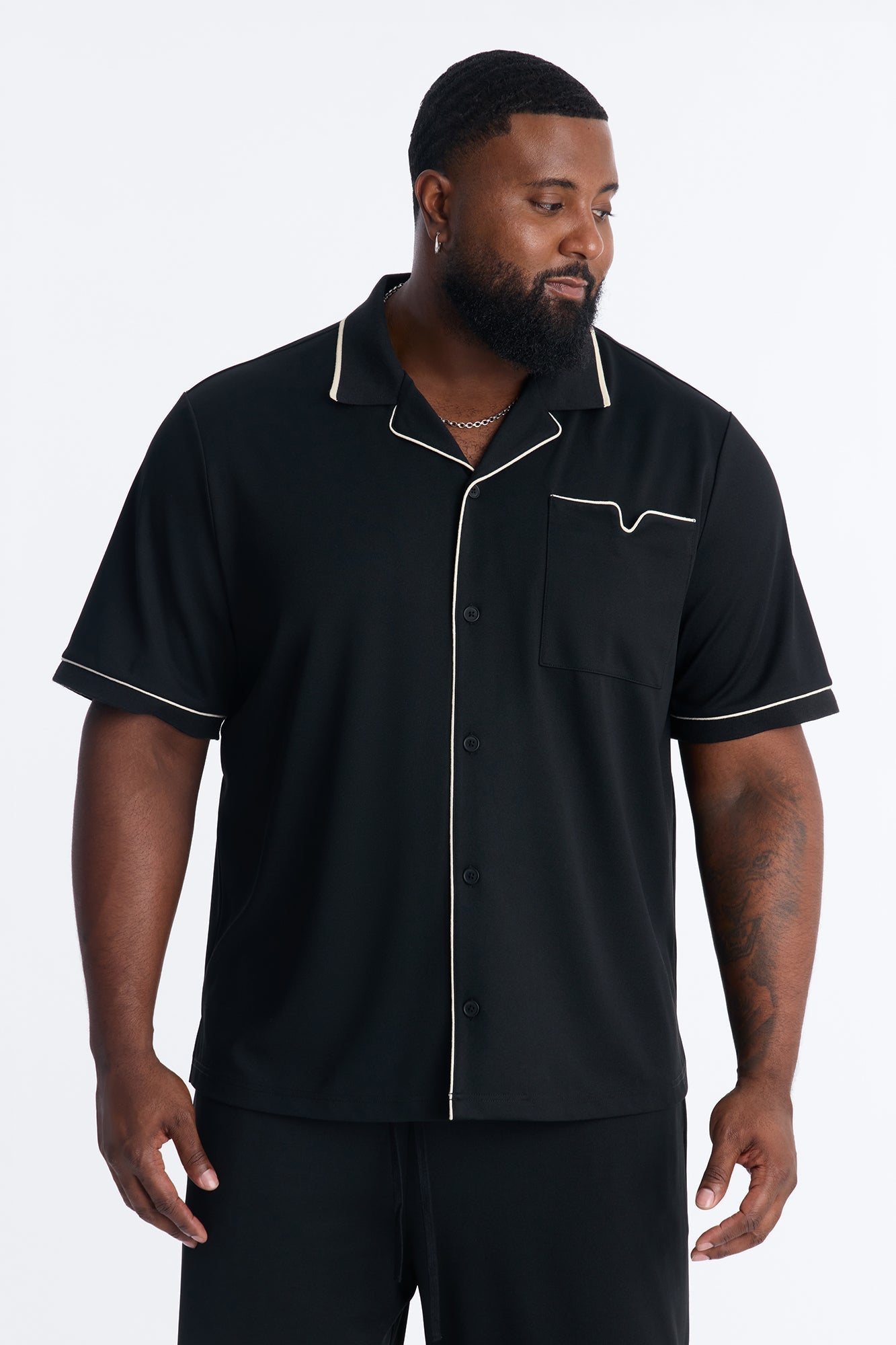 Noir Cuban Collar Shirt - Black Fashion Nova
