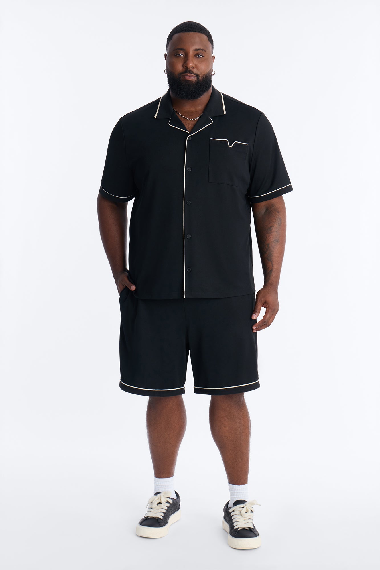 Noir Cuban Collar Shirt - Black Fashion Nova