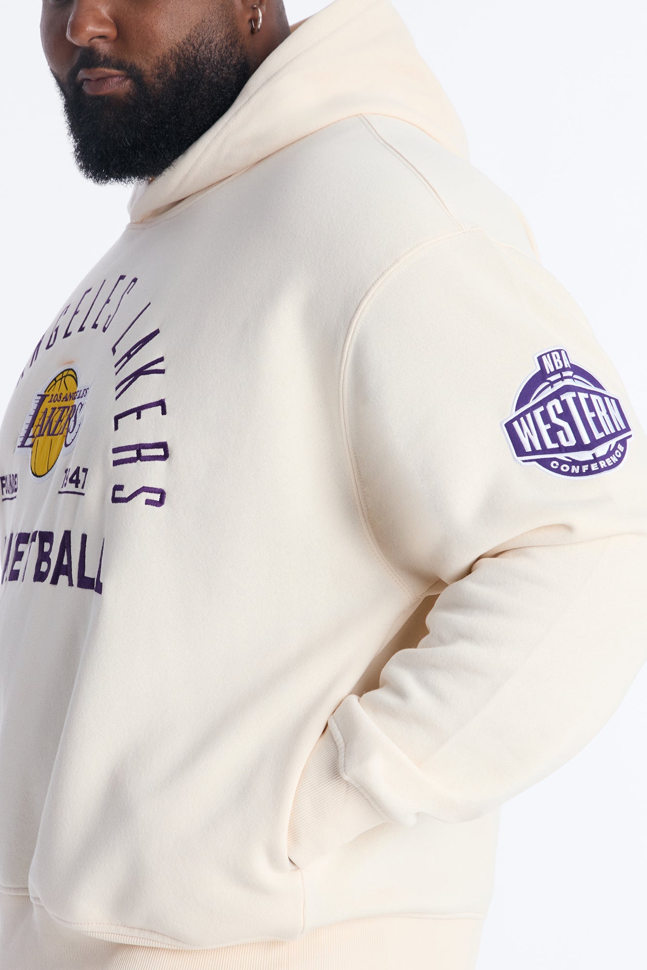 Lakers Embroidered Oversized Hoodie - Cream Fashion Nova