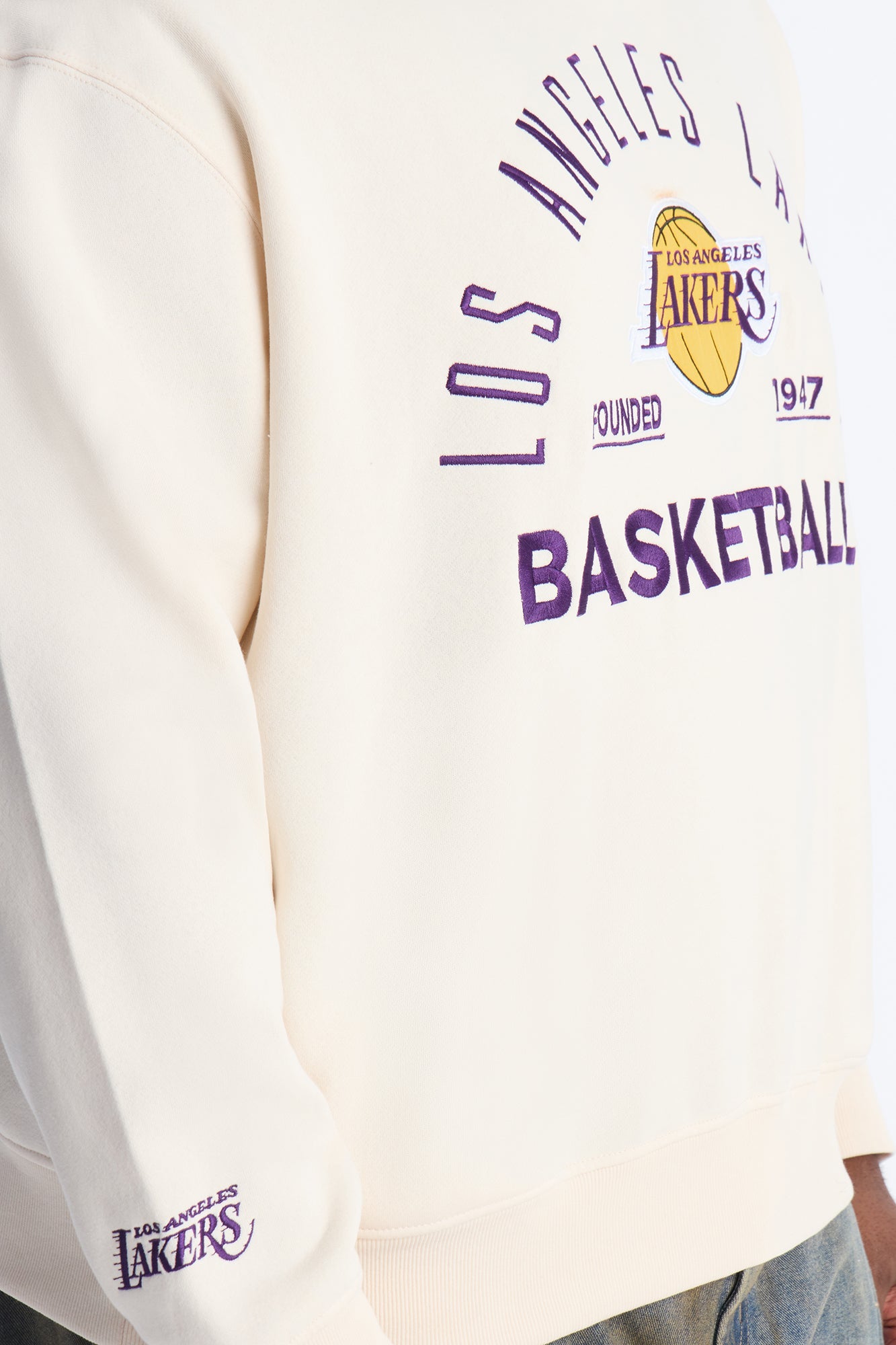 Lakers Embroidered Oversized Hoodie - Cream Fashion Nova