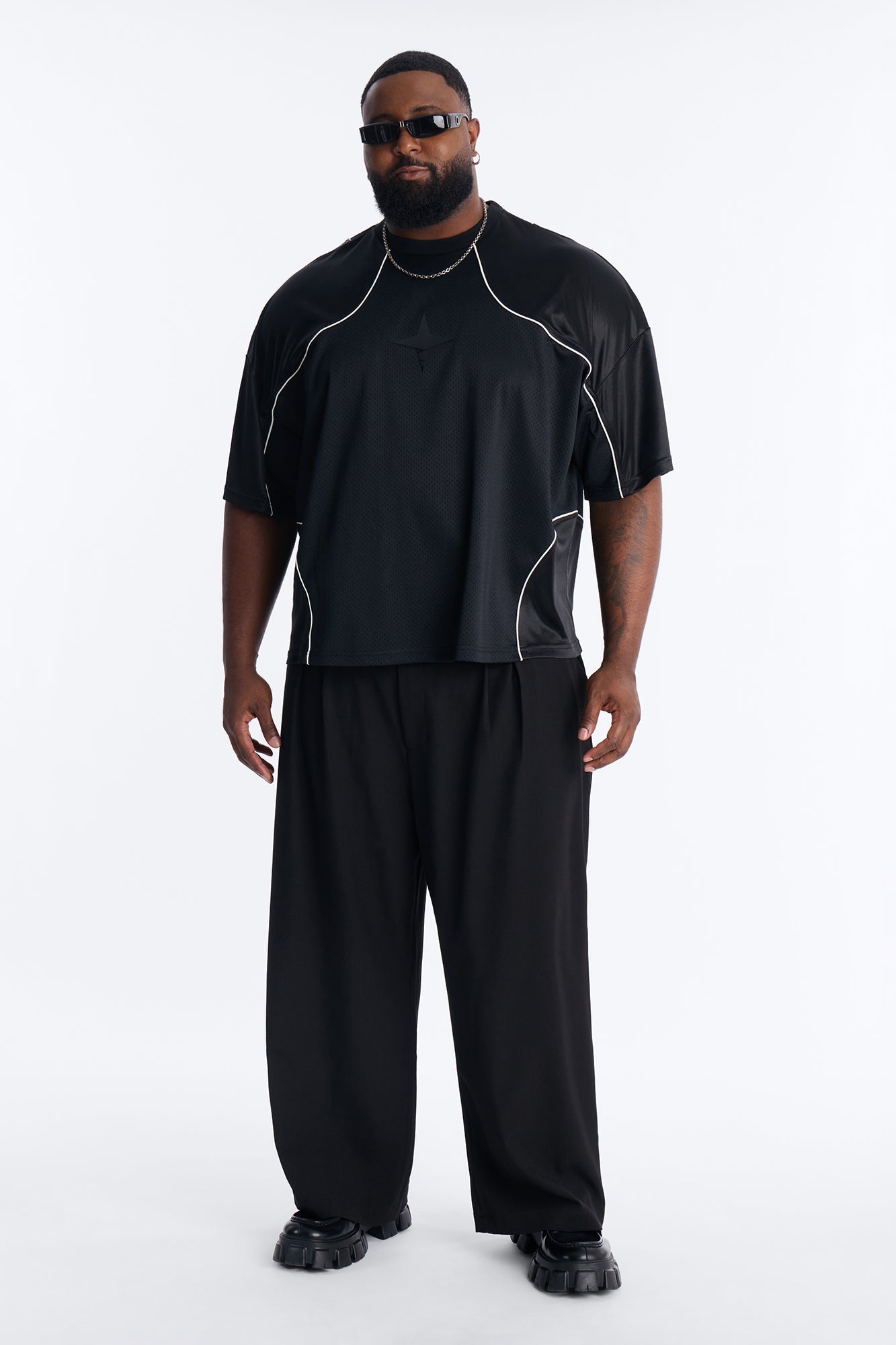 Boxy Mesh Core Reflect Jersey Shirt - Black Fashion Nova