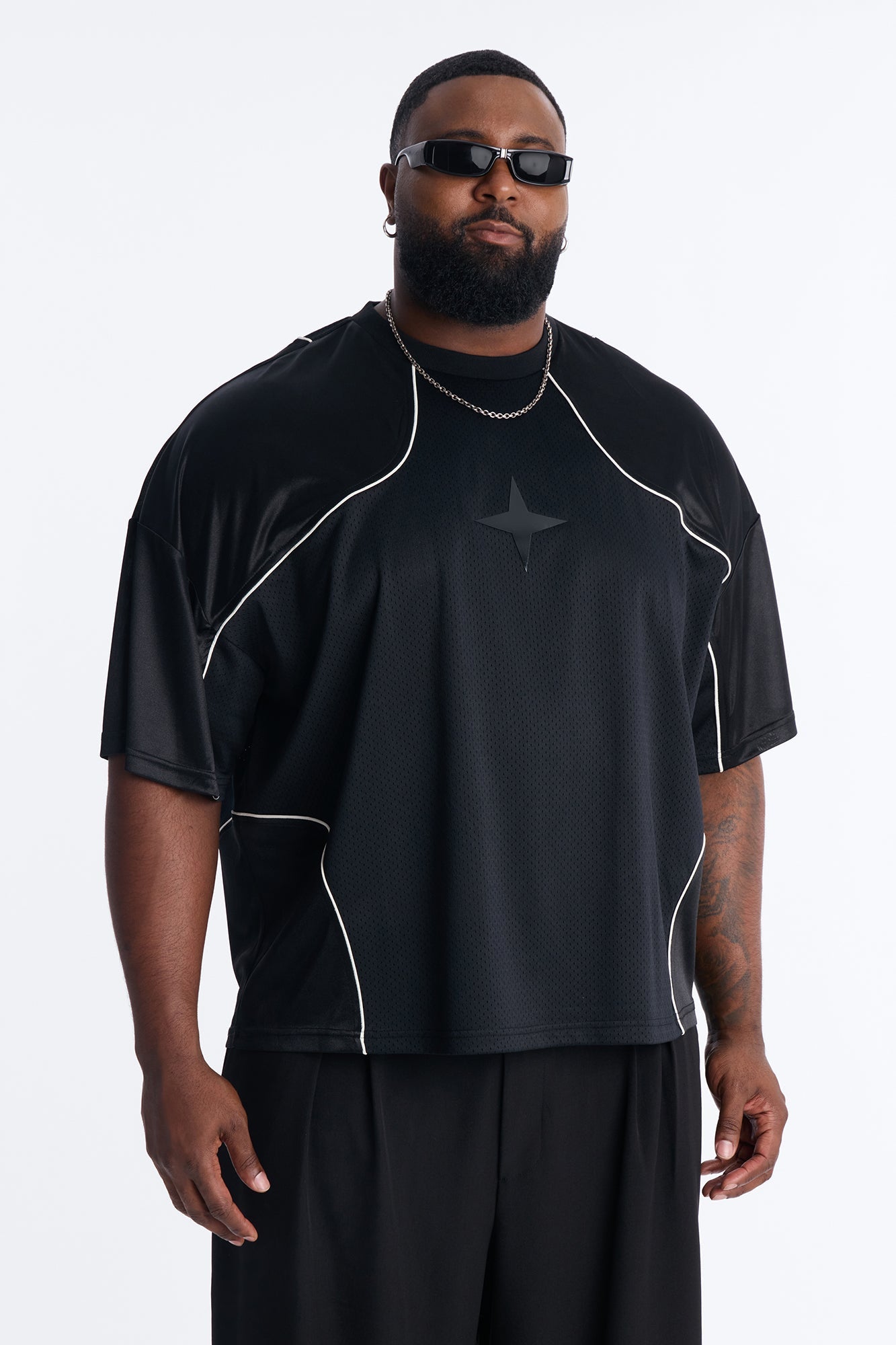 Boxy Mesh Core Reflect Jersey Shirt - Black Fashion Nova