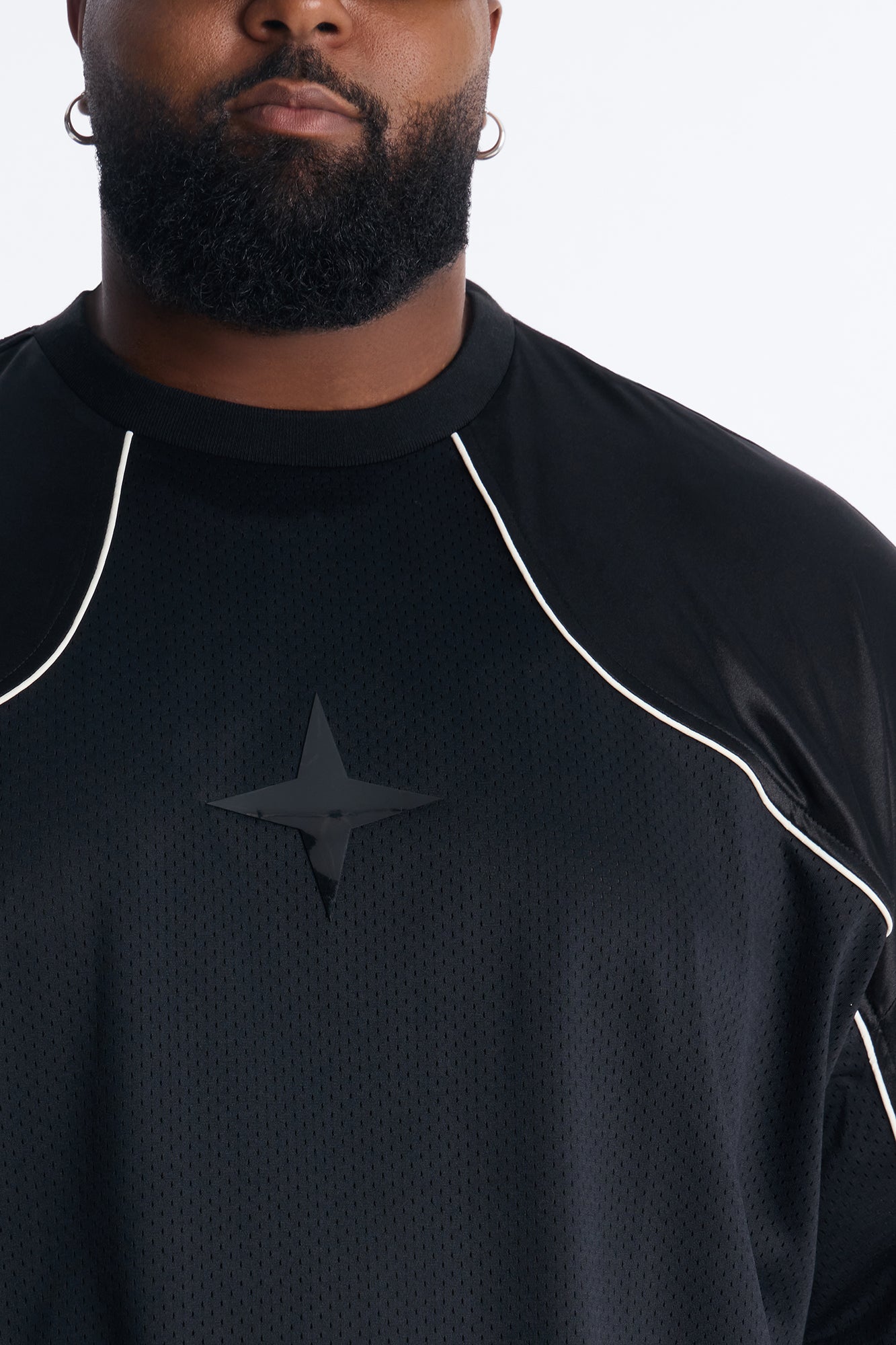 Boxy Mesh Core Reflect Jersey Shirt - Black Fashion Nova