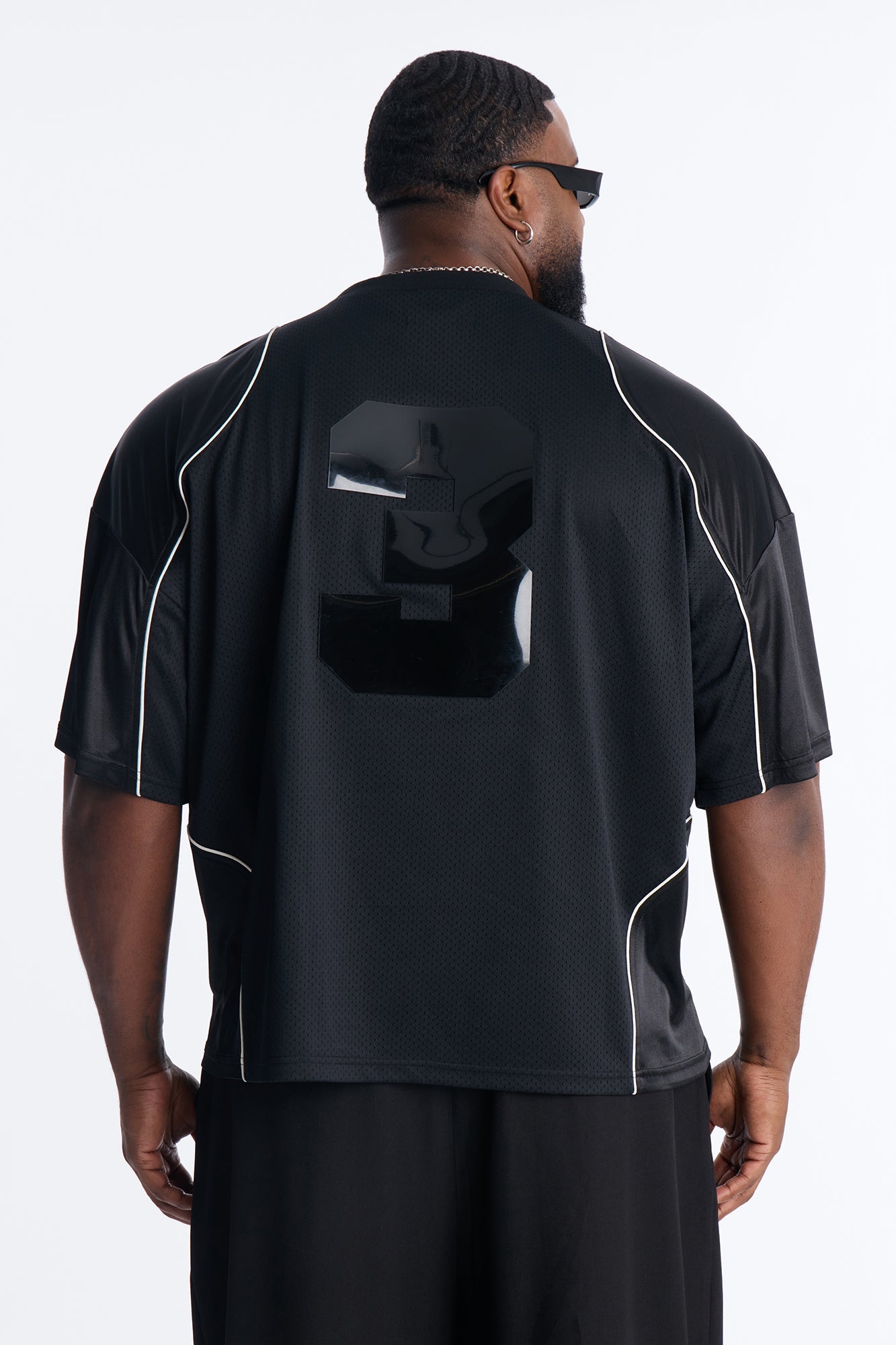 Boxy Mesh Core Reflect Jersey Shirt - Black Fashion Nova