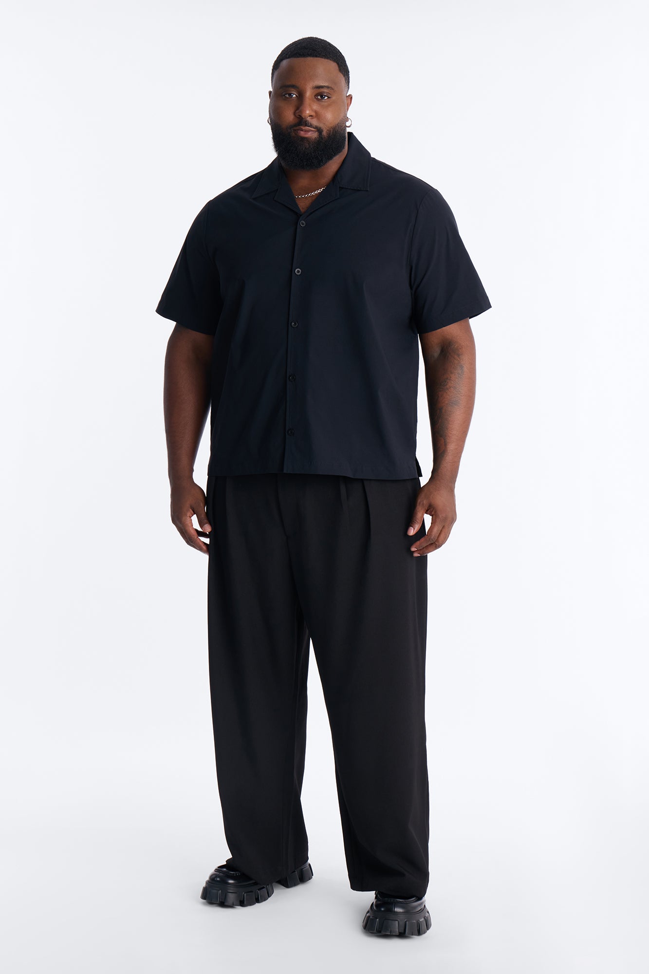 Montez Cuban Collar Button Up Shirt - Black Fashion Nova