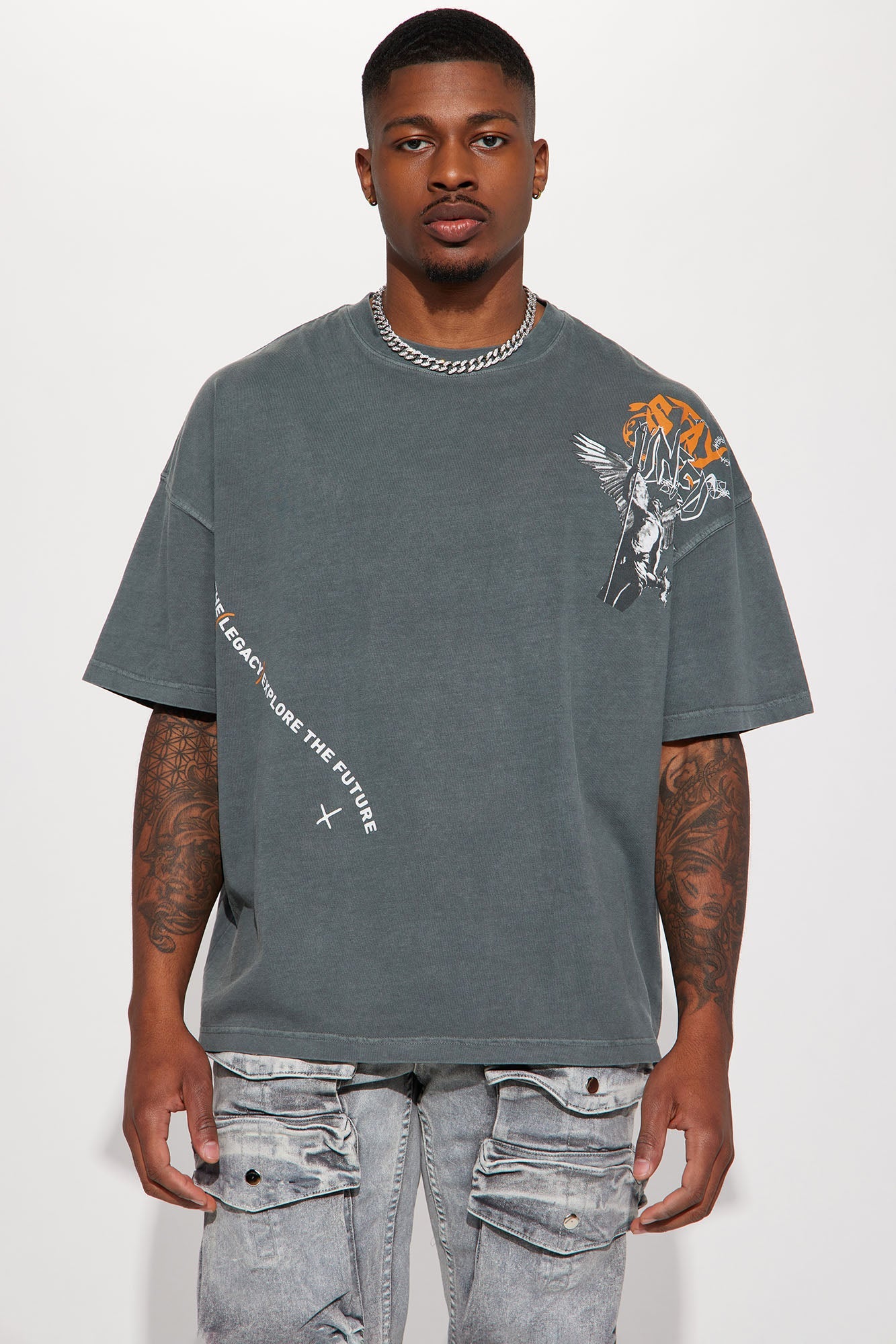 Stay United Oversized Short Sleeve Tee - Grey Fashion Nova