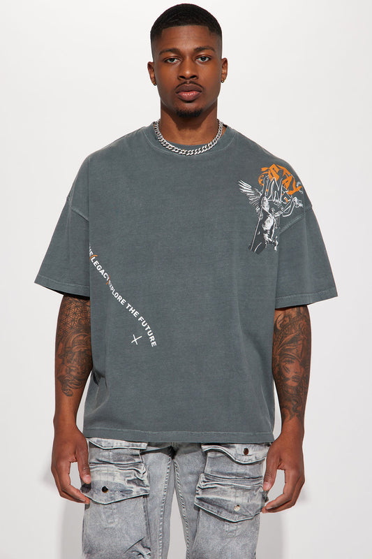 Stay United Oversized Short Sleeve Tee - Grey Fashion Nova