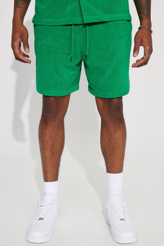 Dipped Terry Knit Shorts - Green Fashion Nova