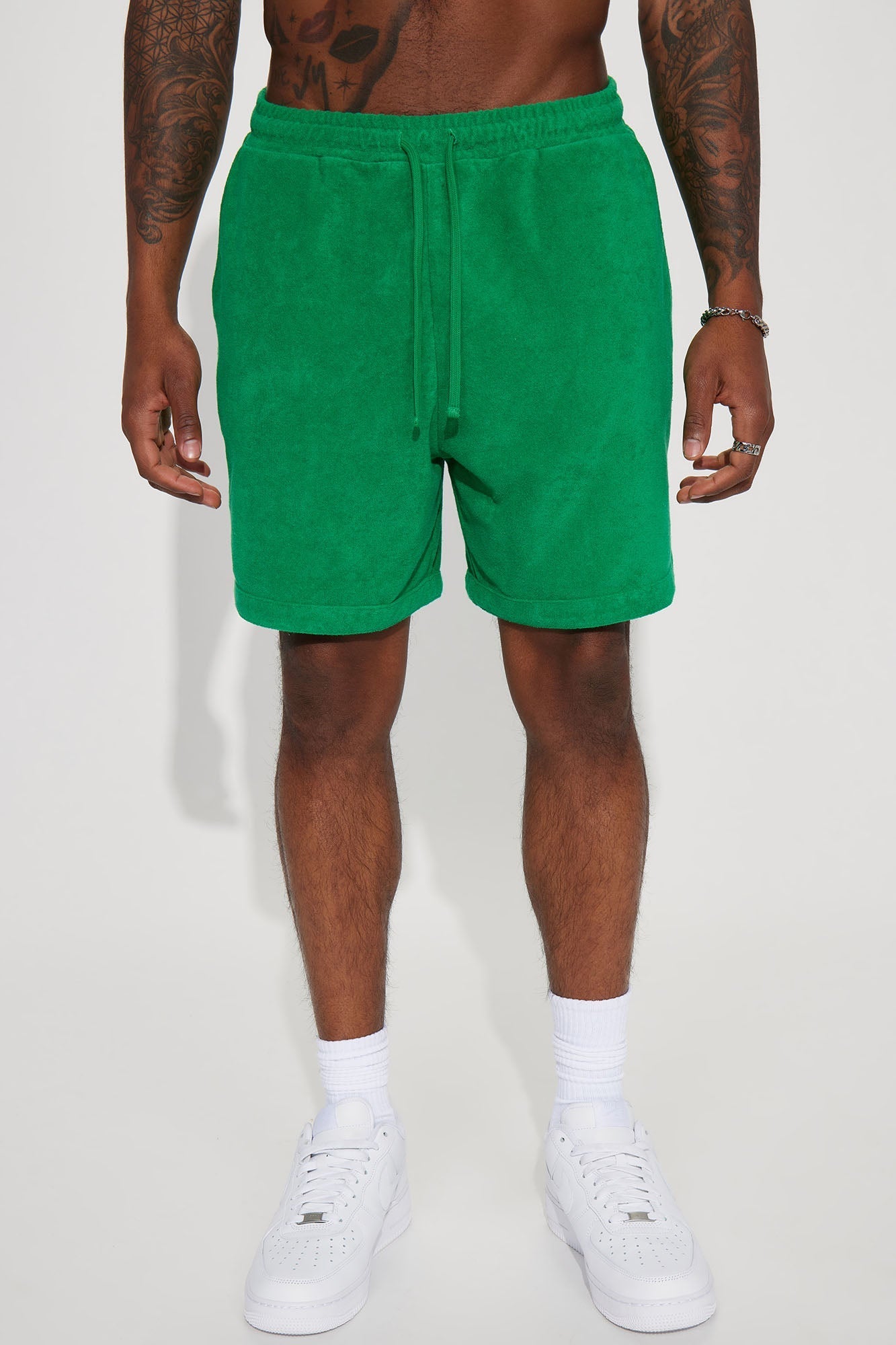 Dipped Terry Knit Shorts - Green Fashion Nova