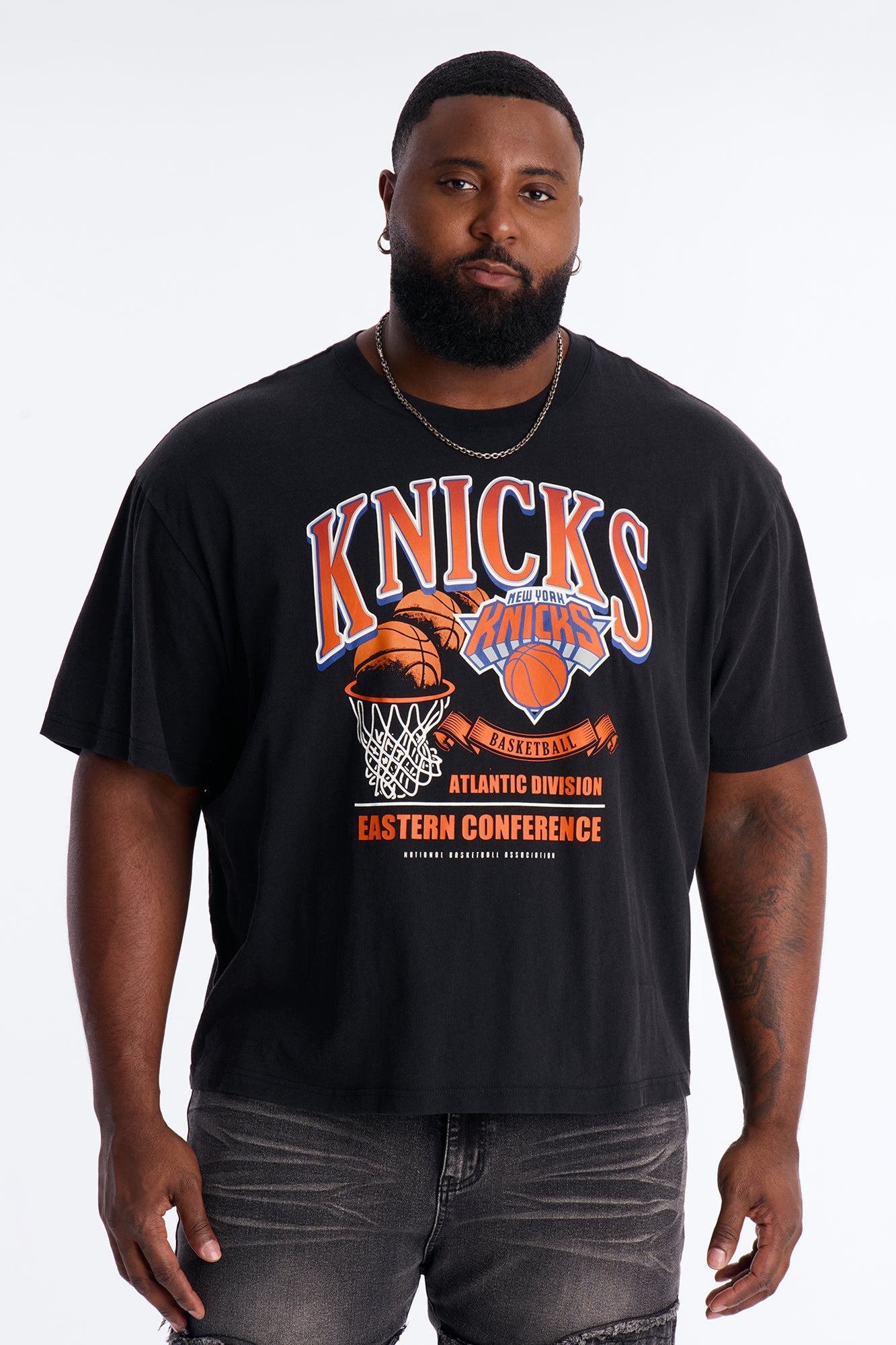 Knicks For The City Short Sleeve Tee - Black Wash Fashion Nova