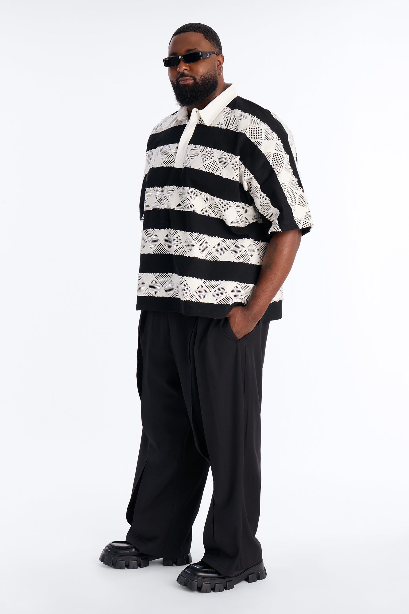 Baggy Pearson Wave Trouser - Black Fashion Nova